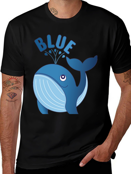 Blue Whale Graphic Tee - Black Cotton T-Shirt