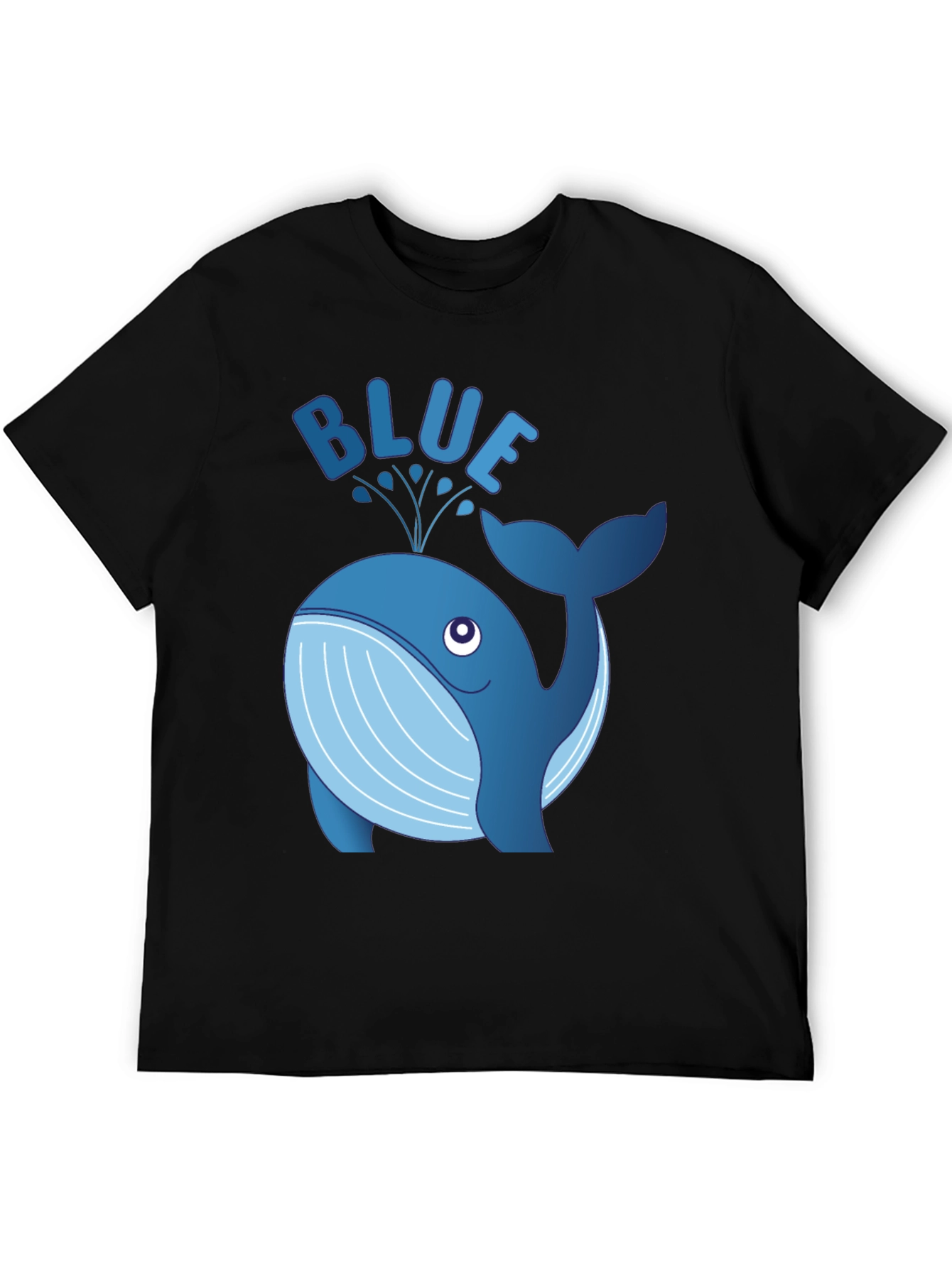 Blue Whale Graphic Tee - Black Cotton T-Shirt