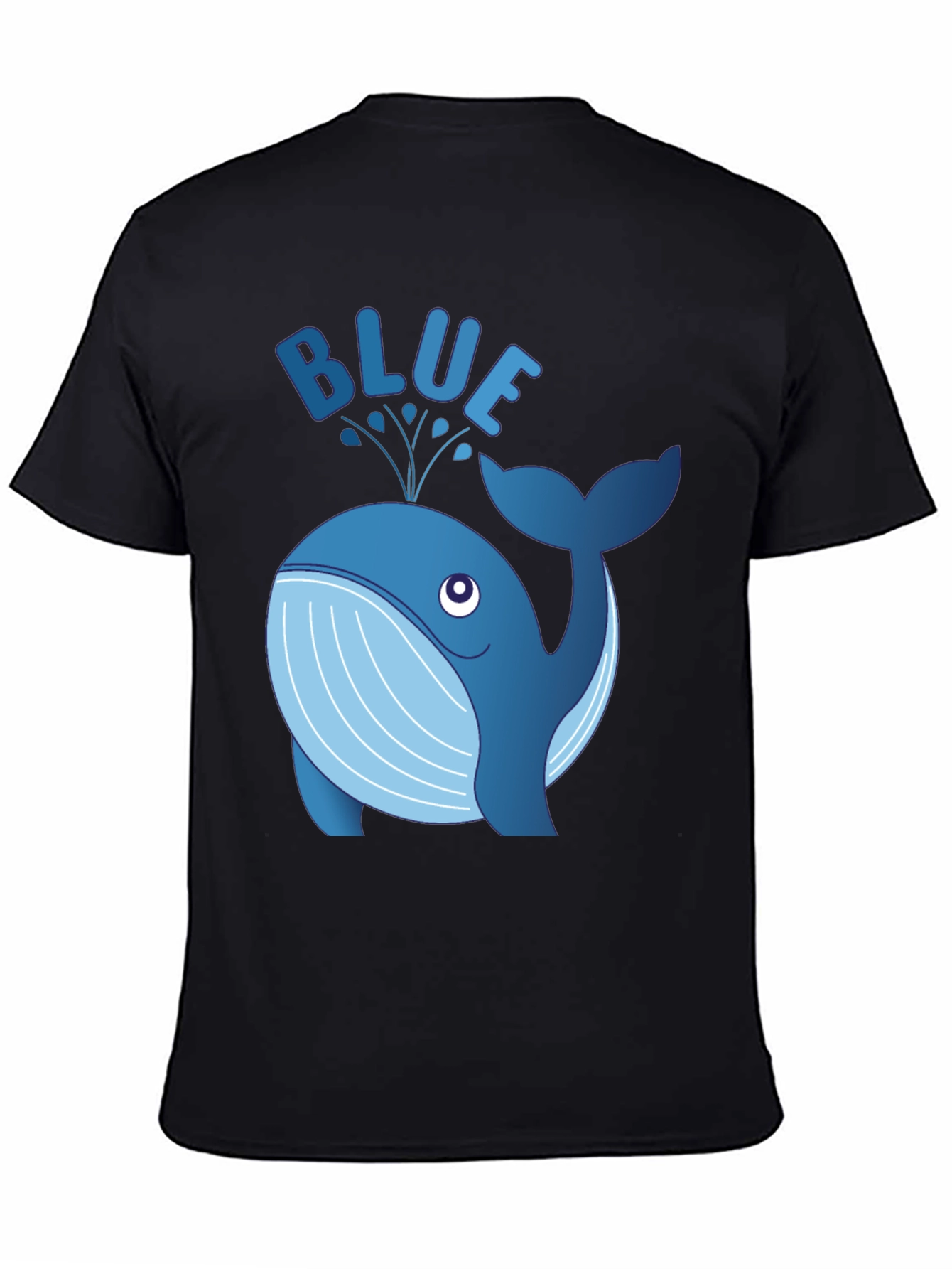 Blue Whale Graphic Tee - Black Cotton T-Shirt