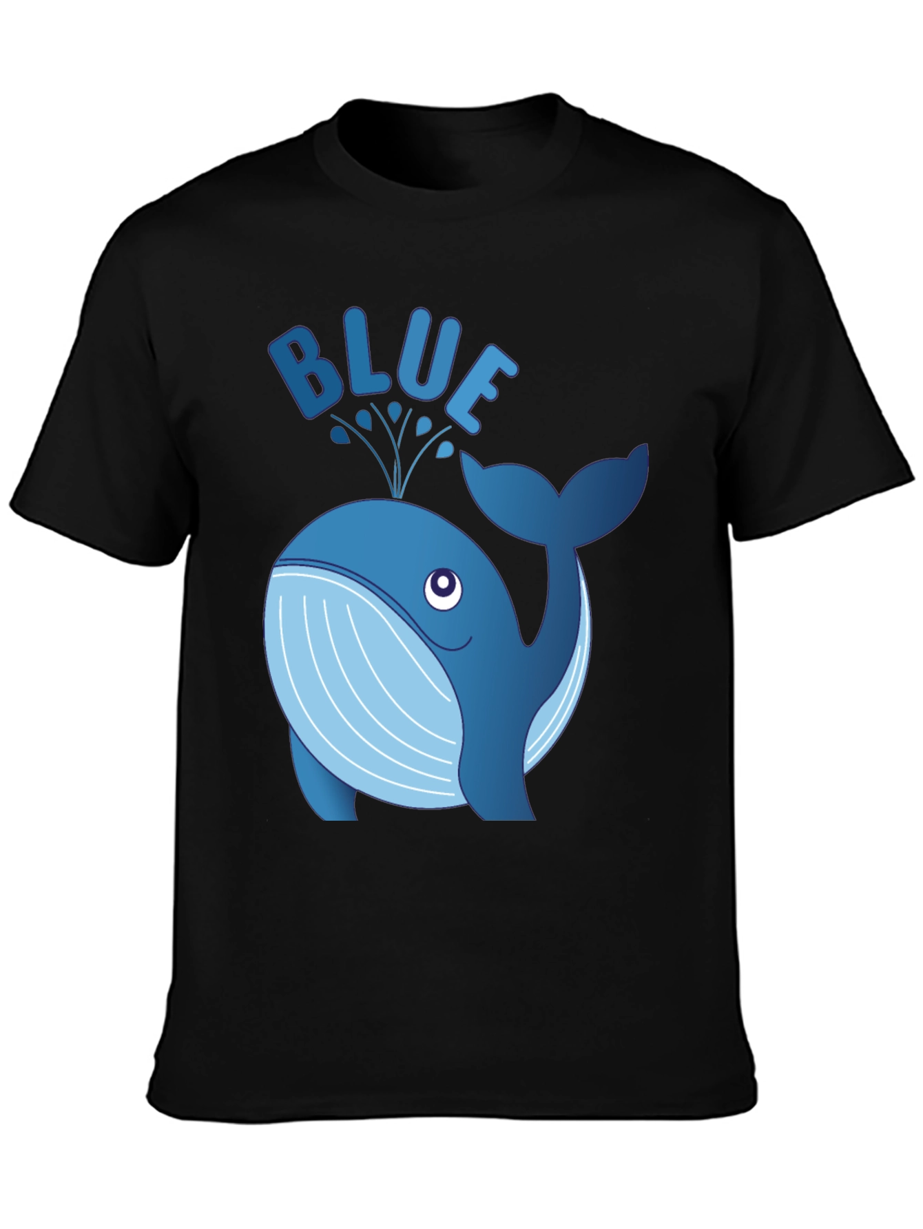 Blue Whale Graphic Tee - Black Cotton T-Shirt