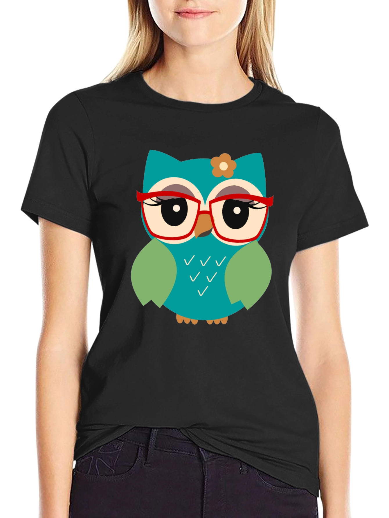 Cute Owl Graphic Tee - Stylish Black T-Shirt