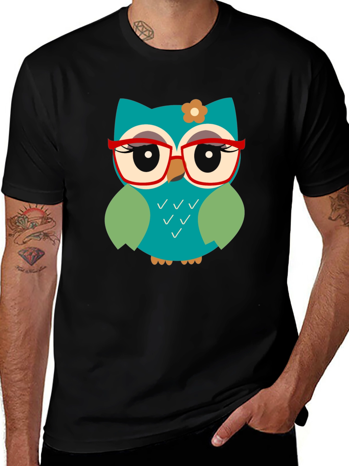 Cute Owl Graphic Tee - Stylish Black T-Shirt