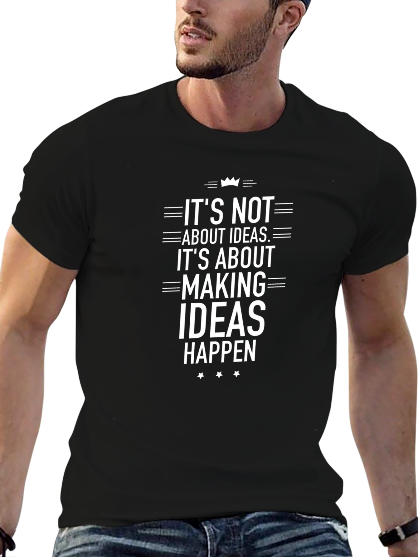 Ideas Happen Black T-Shirt - Motivational Graphic Tee