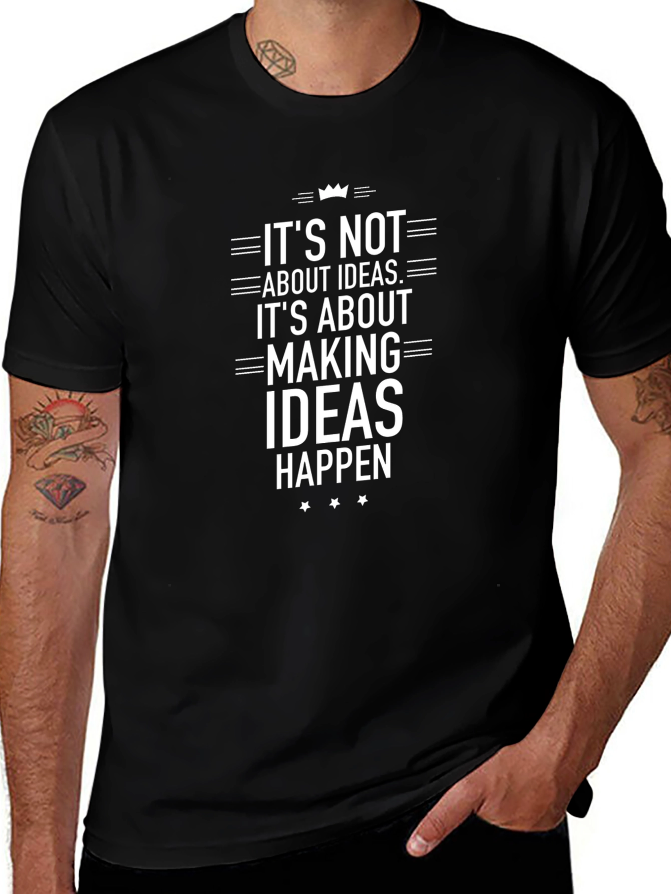 Ideas Happen Black T-Shirt - Motivational Graphic Tee