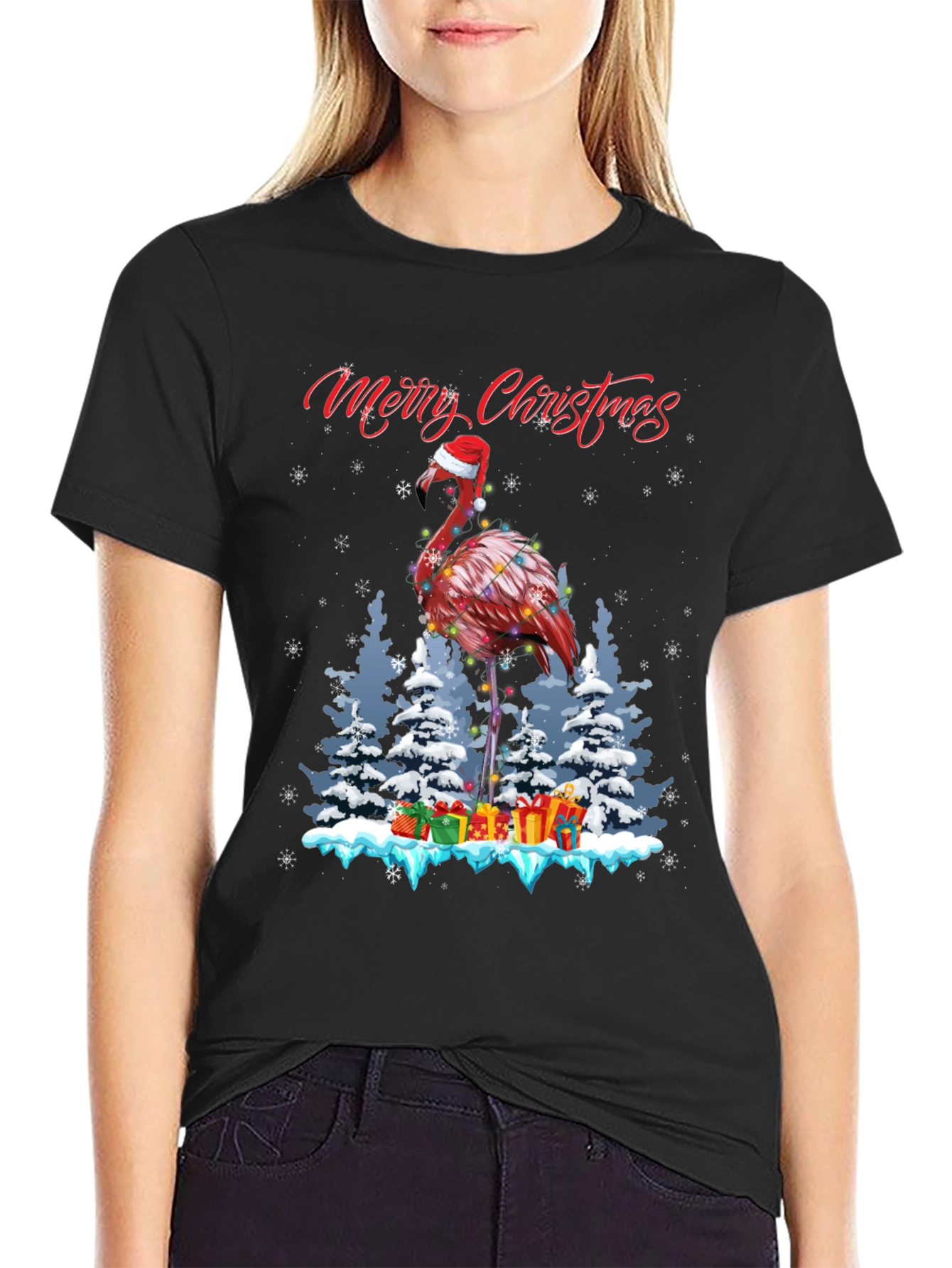 Christmas Flamingo Graphic Tee