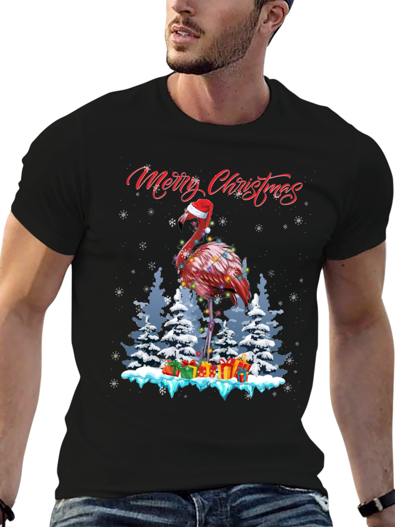 Christmas Flamingo Graphic Tee