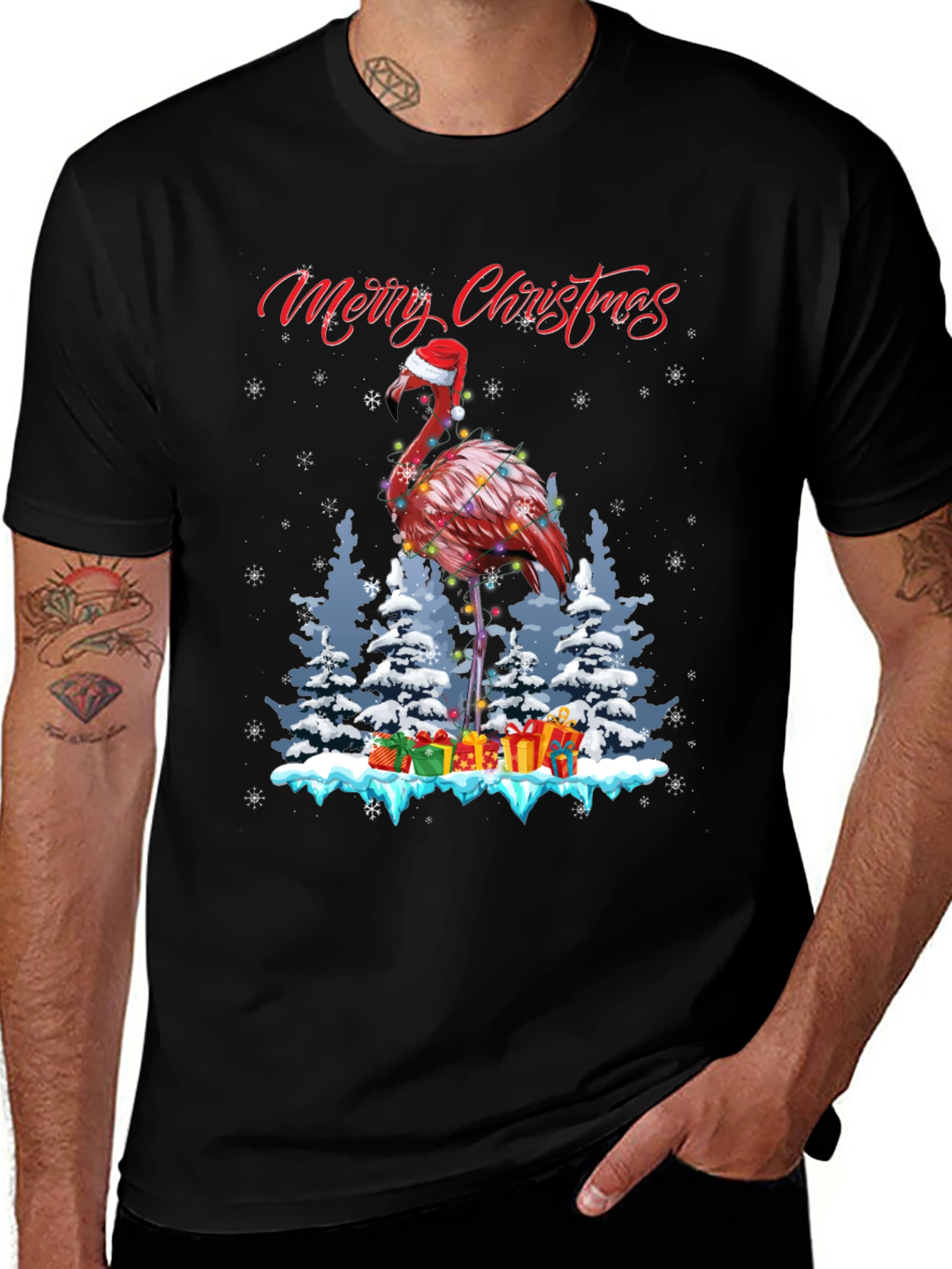 Christmas Flamingo Graphic Tee