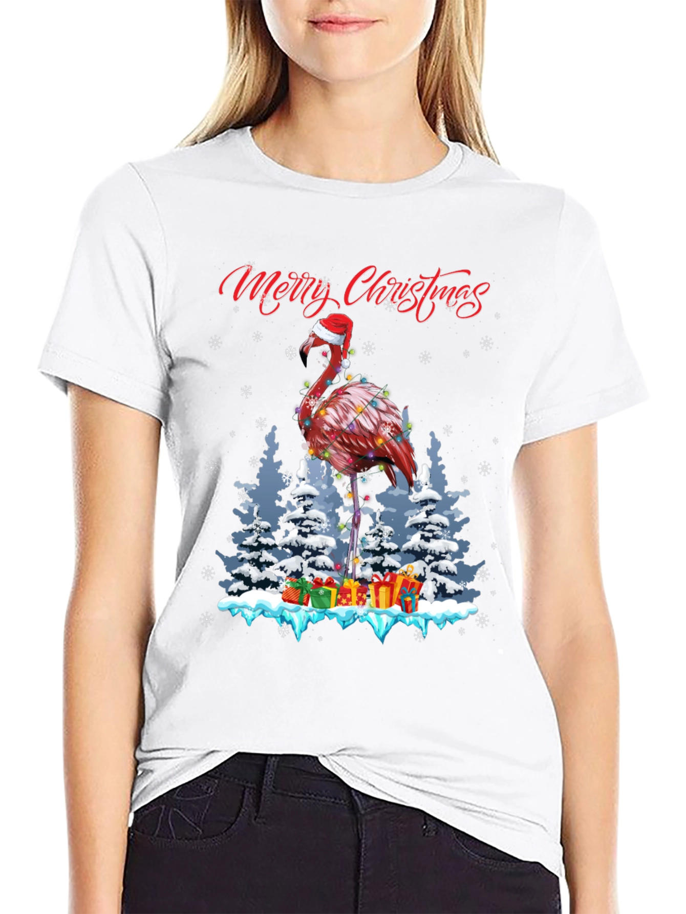 Christmas Flamingo Graphic Tee