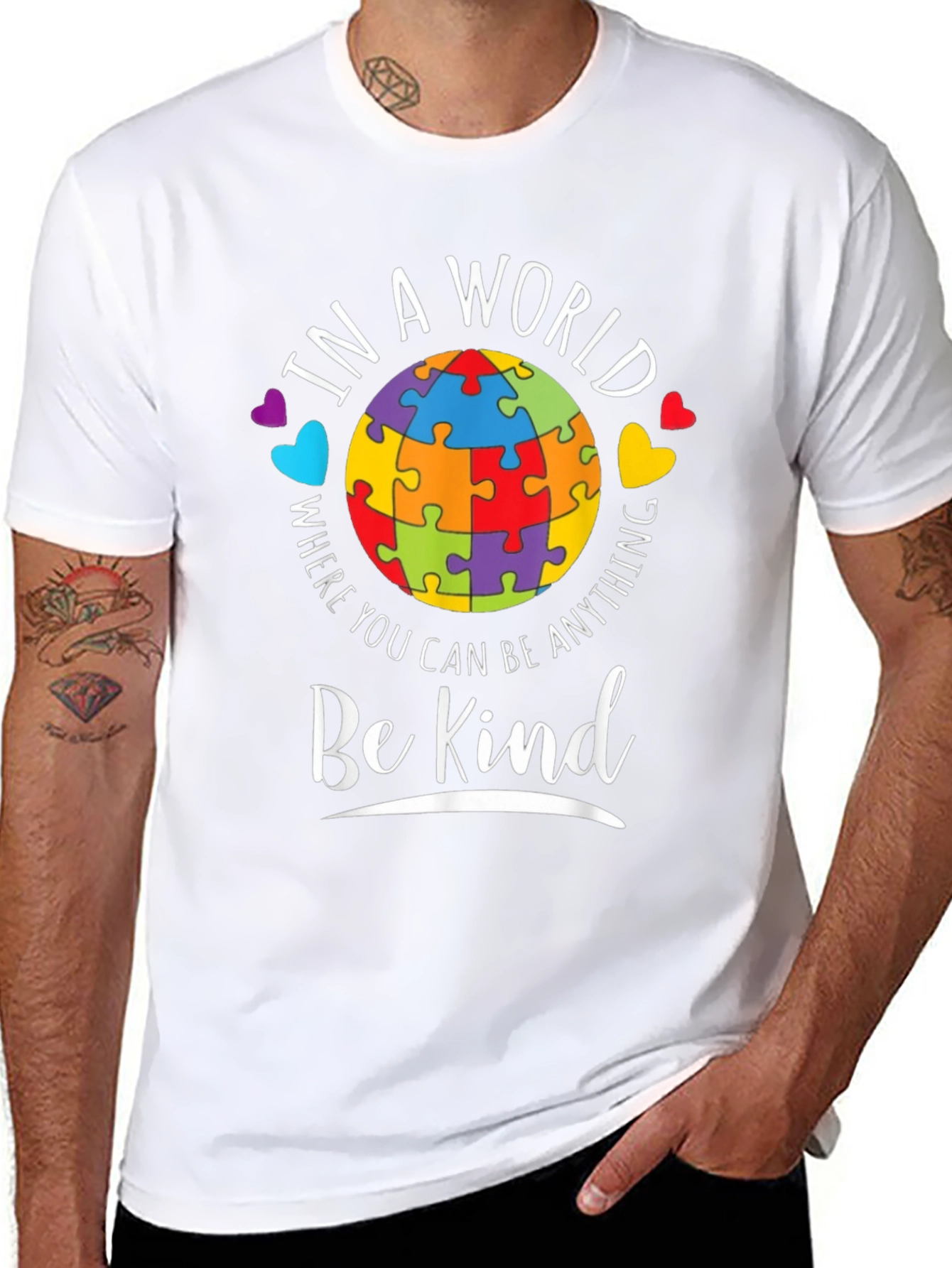 Be Kind T-Shirt - Autism Awareness Puzzle Piece Design