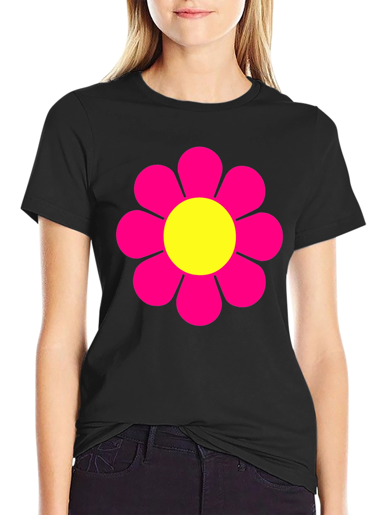 Retro Floral Graphic Tee - Black
