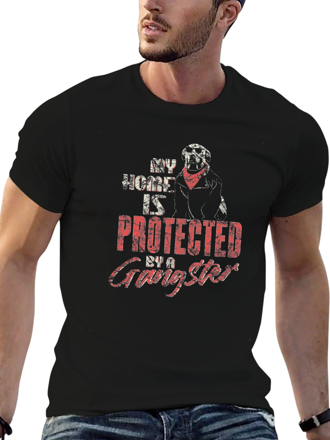 Gangster Dog T-Shirt: My Home Is Protected