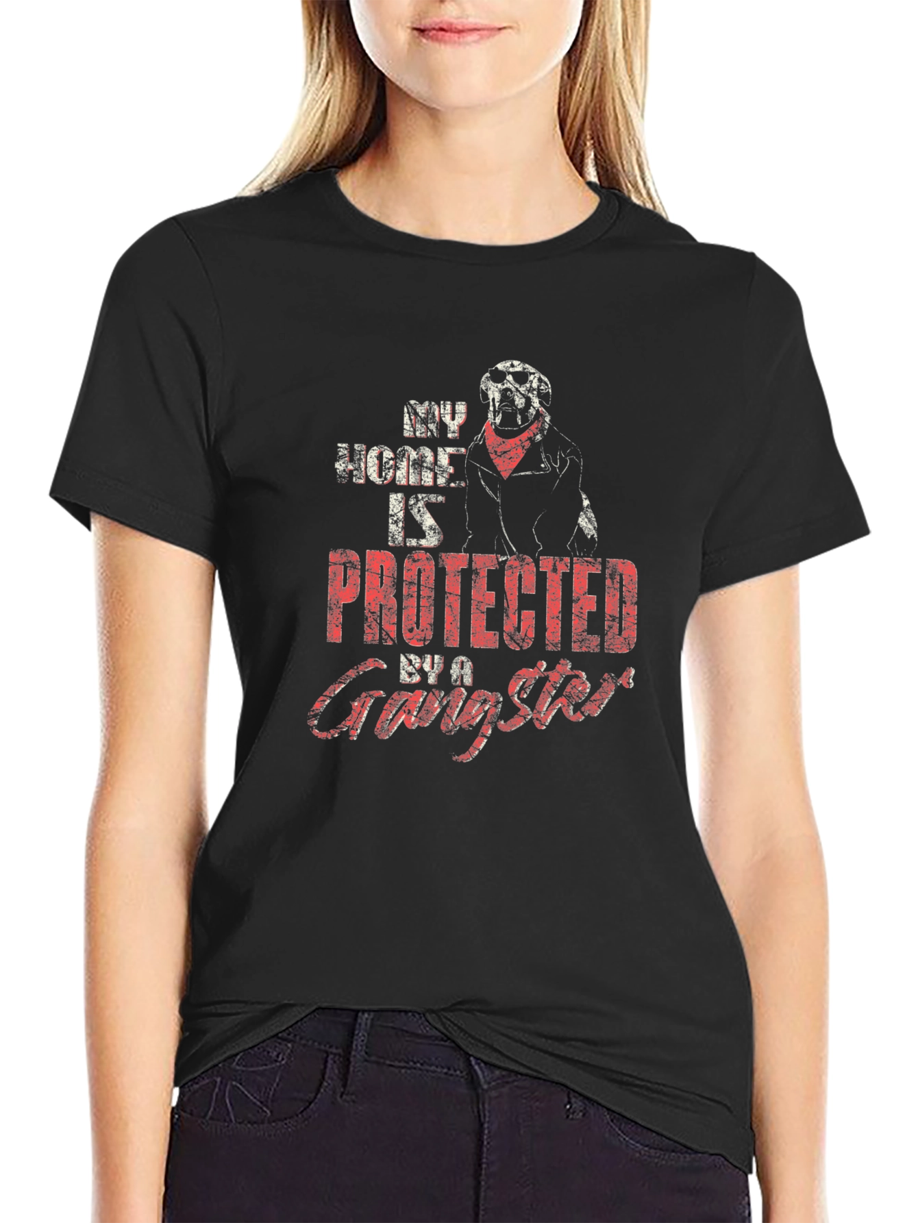 Gangster Dog T-Shirt: My Home Is Protected