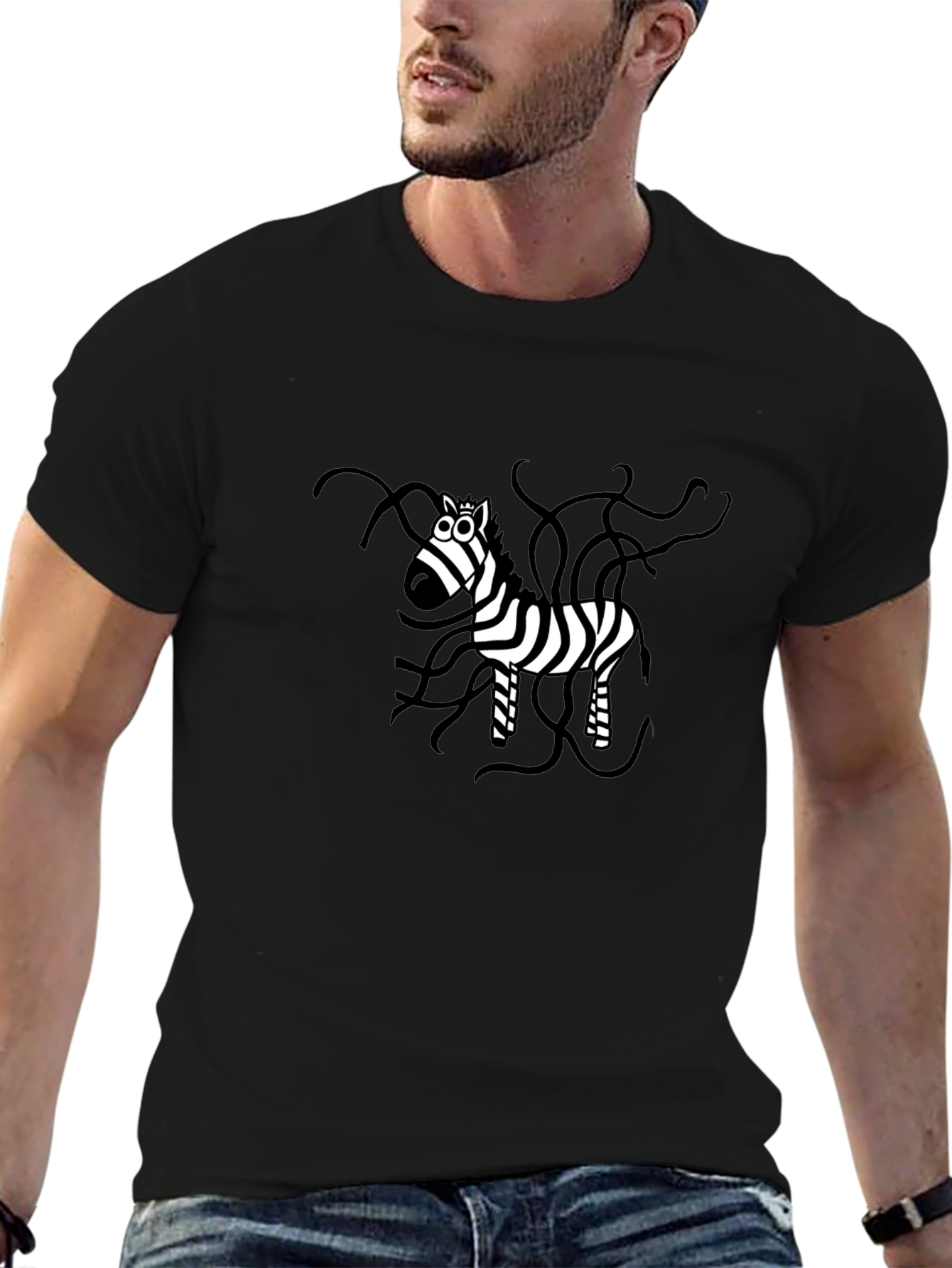 Zebra Graphic Black T-Shirt - Quirky Animal Print