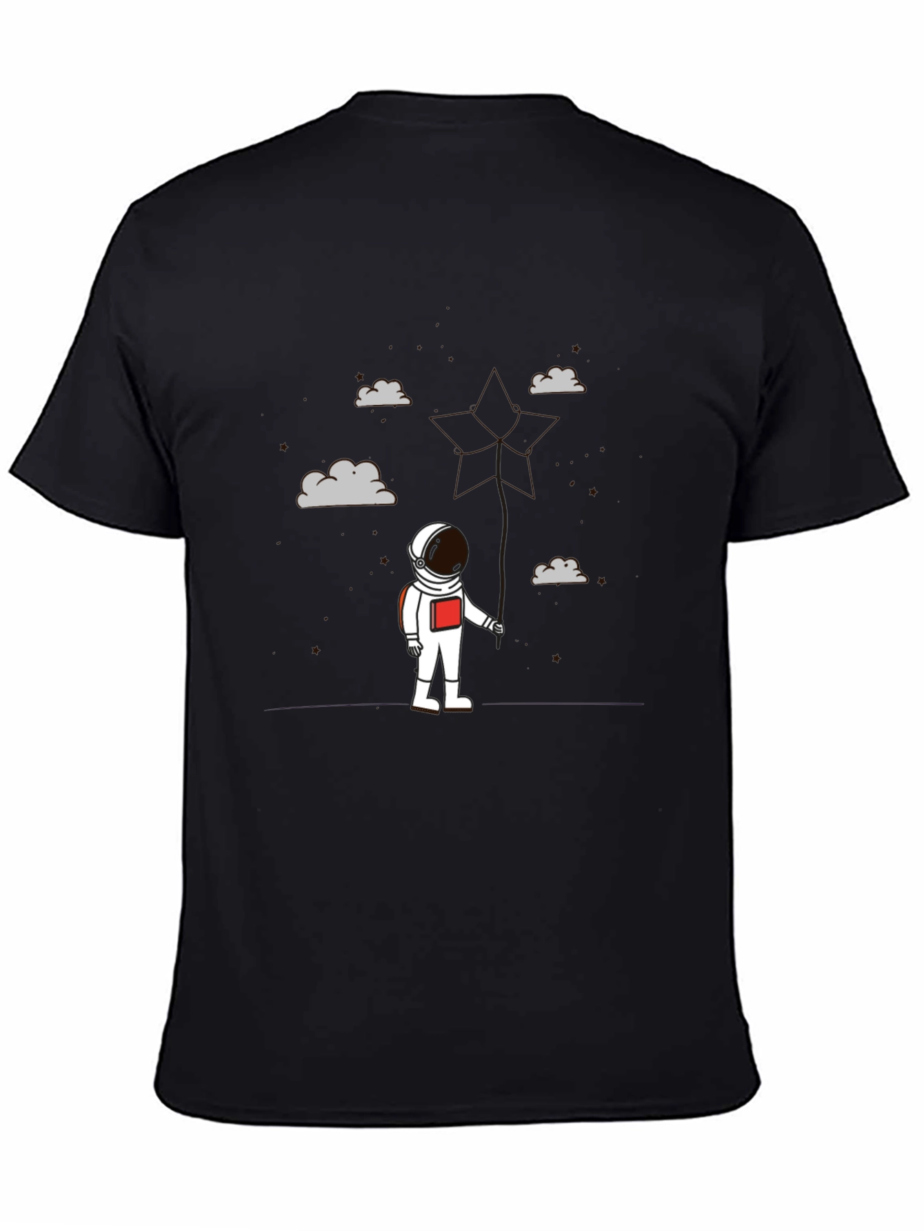 Astronaut in Clouds Graphic Tee - Modern Black T-Shirt