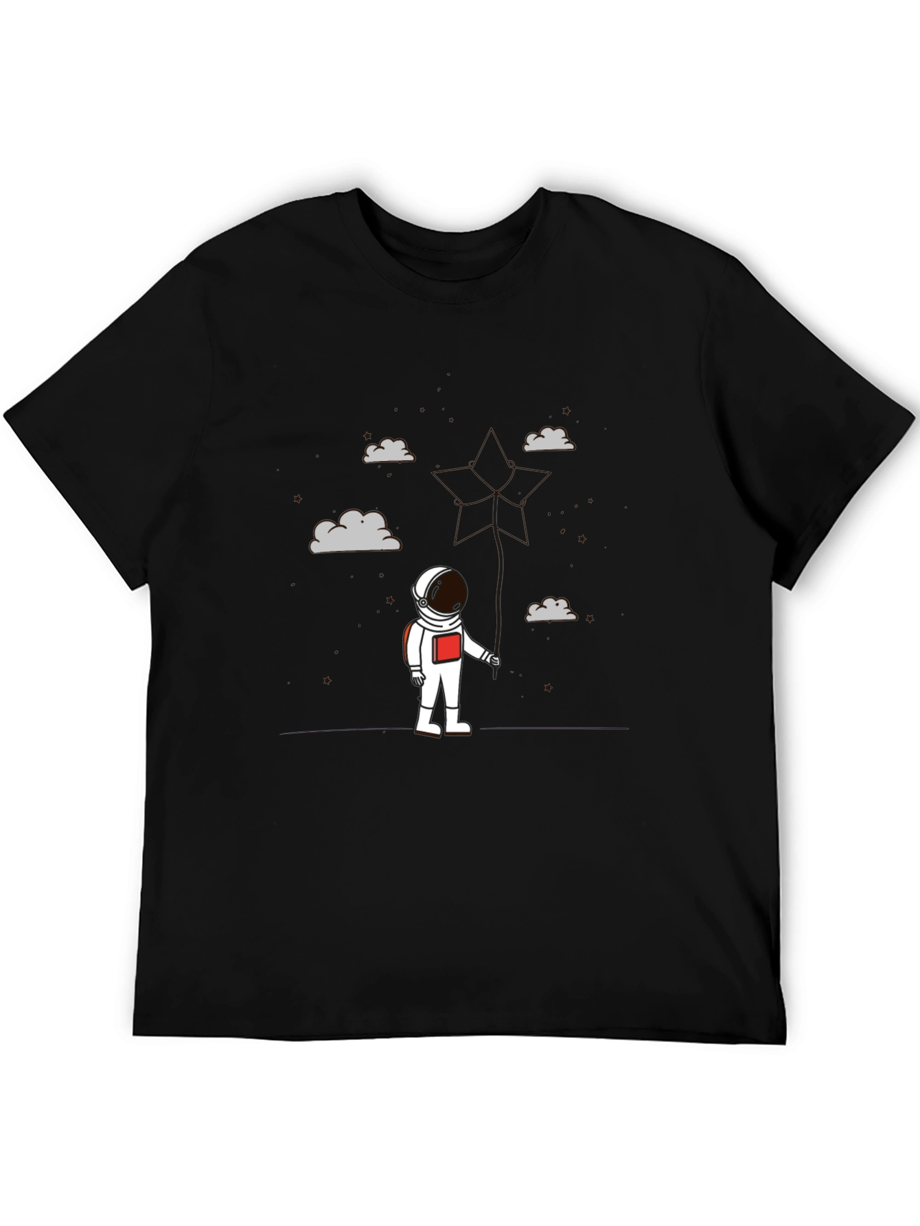 Astronaut in Clouds Graphic Tee - Modern Black T-Shirt