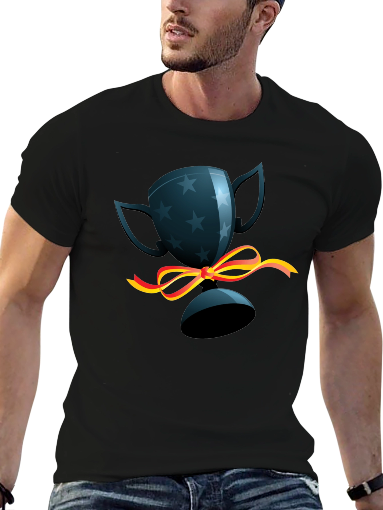 Black Trophy Graphic Tee - Mens Casual Shirt