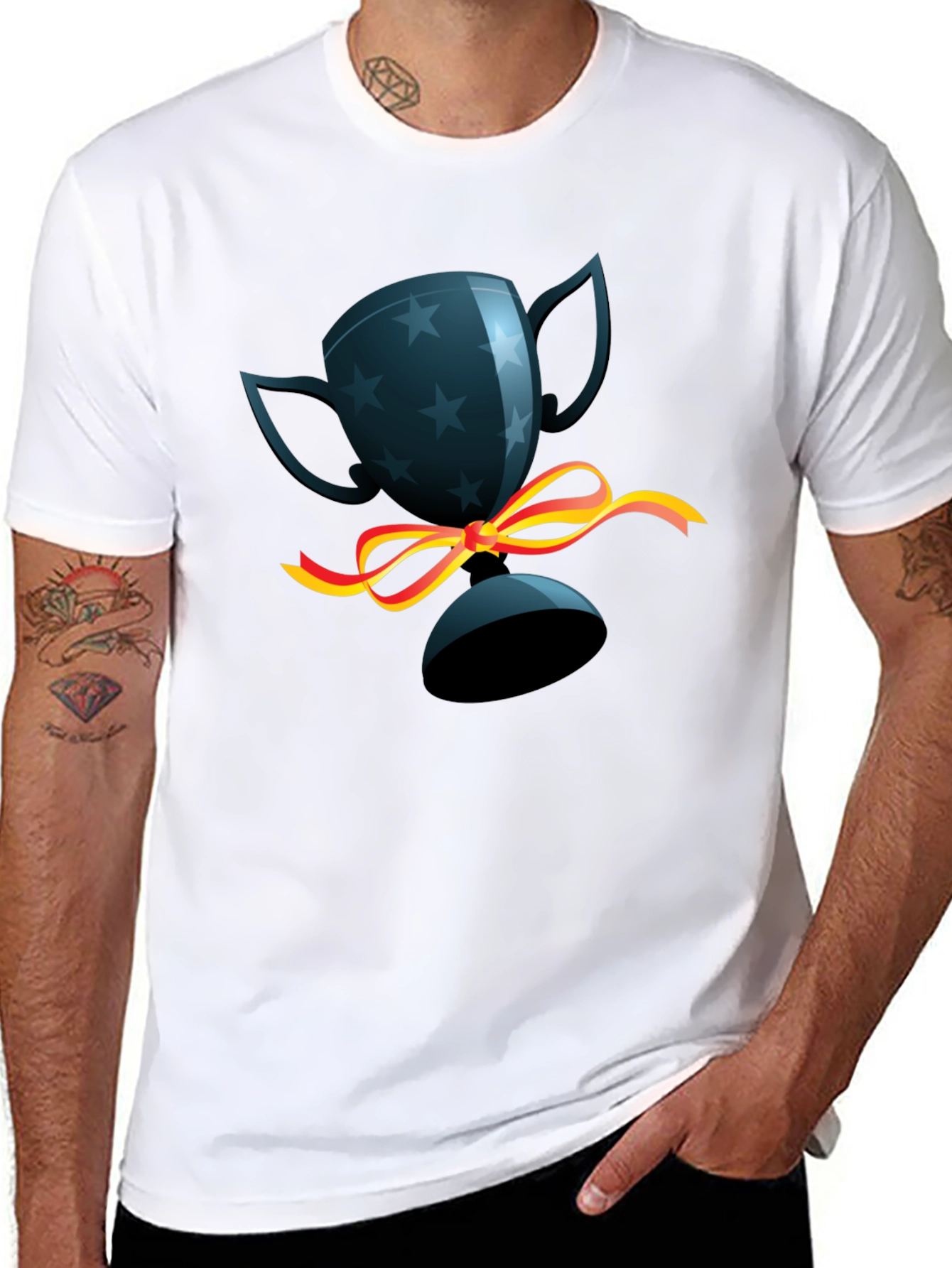 Black Trophy Graphic Tee - Mens Casual Shirt