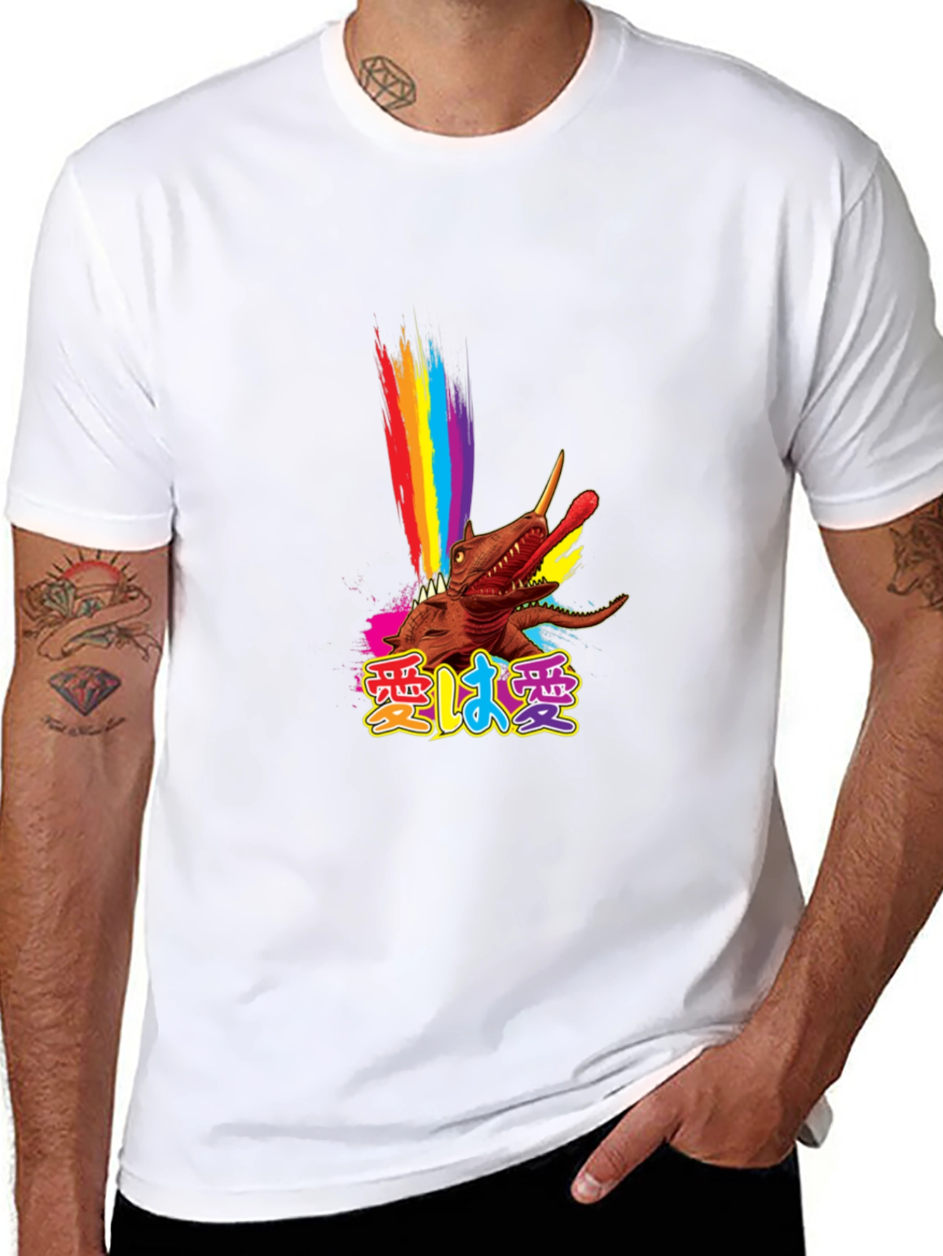 Rainbow Dinosaur T-Shirt - Funky Graphic Tee