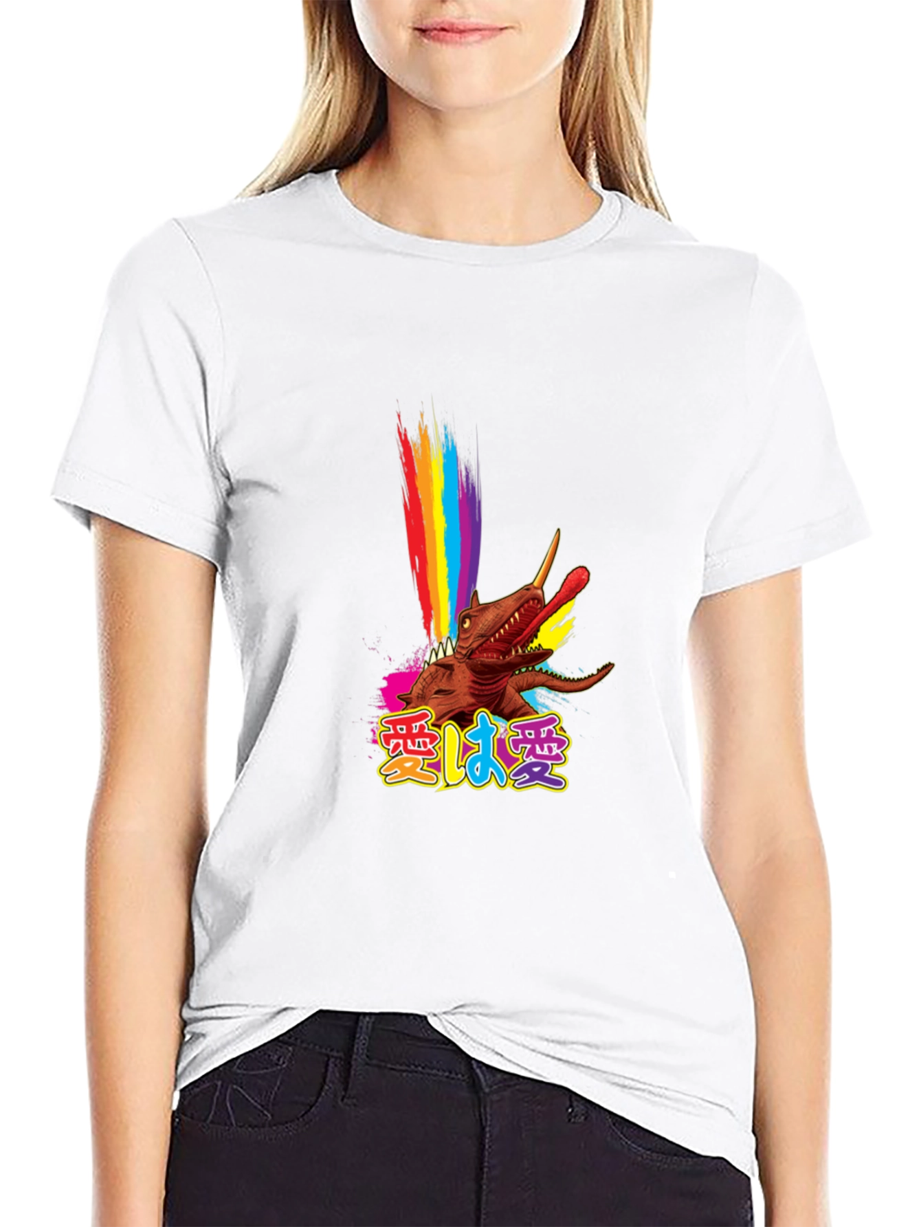 Rainbow Dinosaur T-Shirt - Funky Graphic Tee