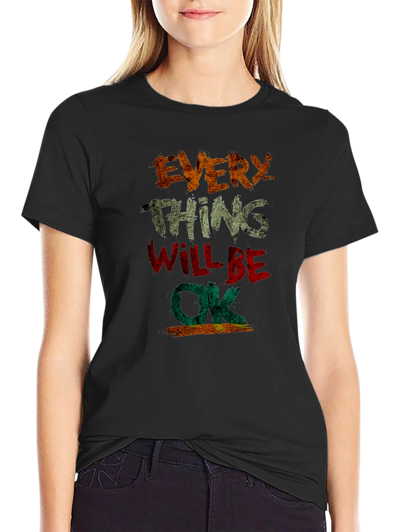 Everything Will Be OK Graphic Tee - Distressed Print