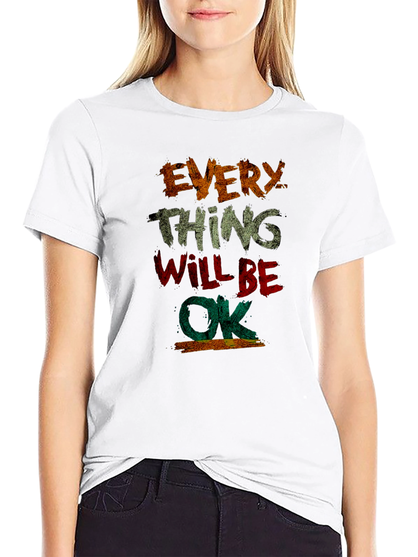 Everything Will Be OK Graphic Tee - Distressed Print