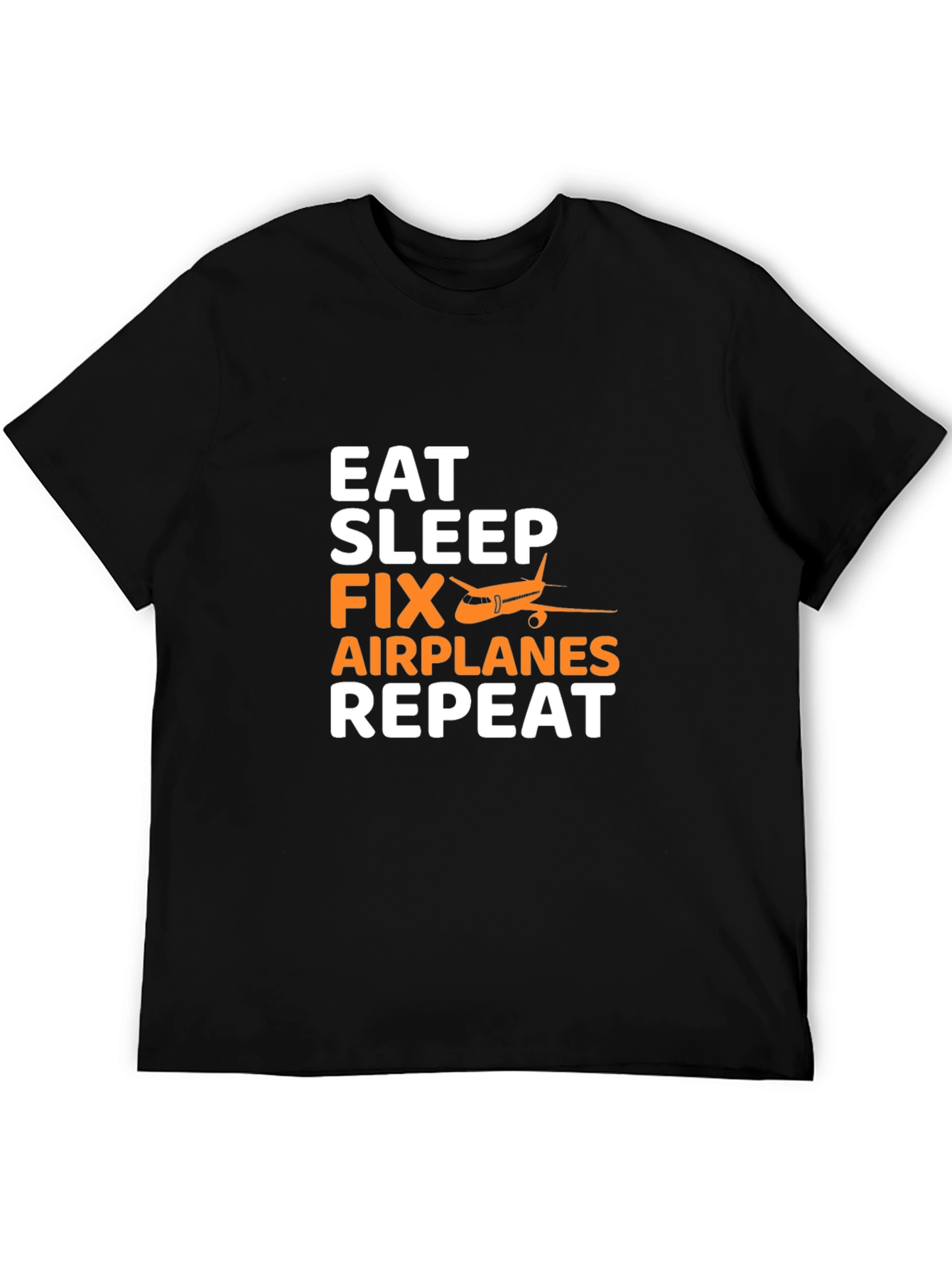 Eat Sleep Fix Airplanes Repeat Black T-Shirt