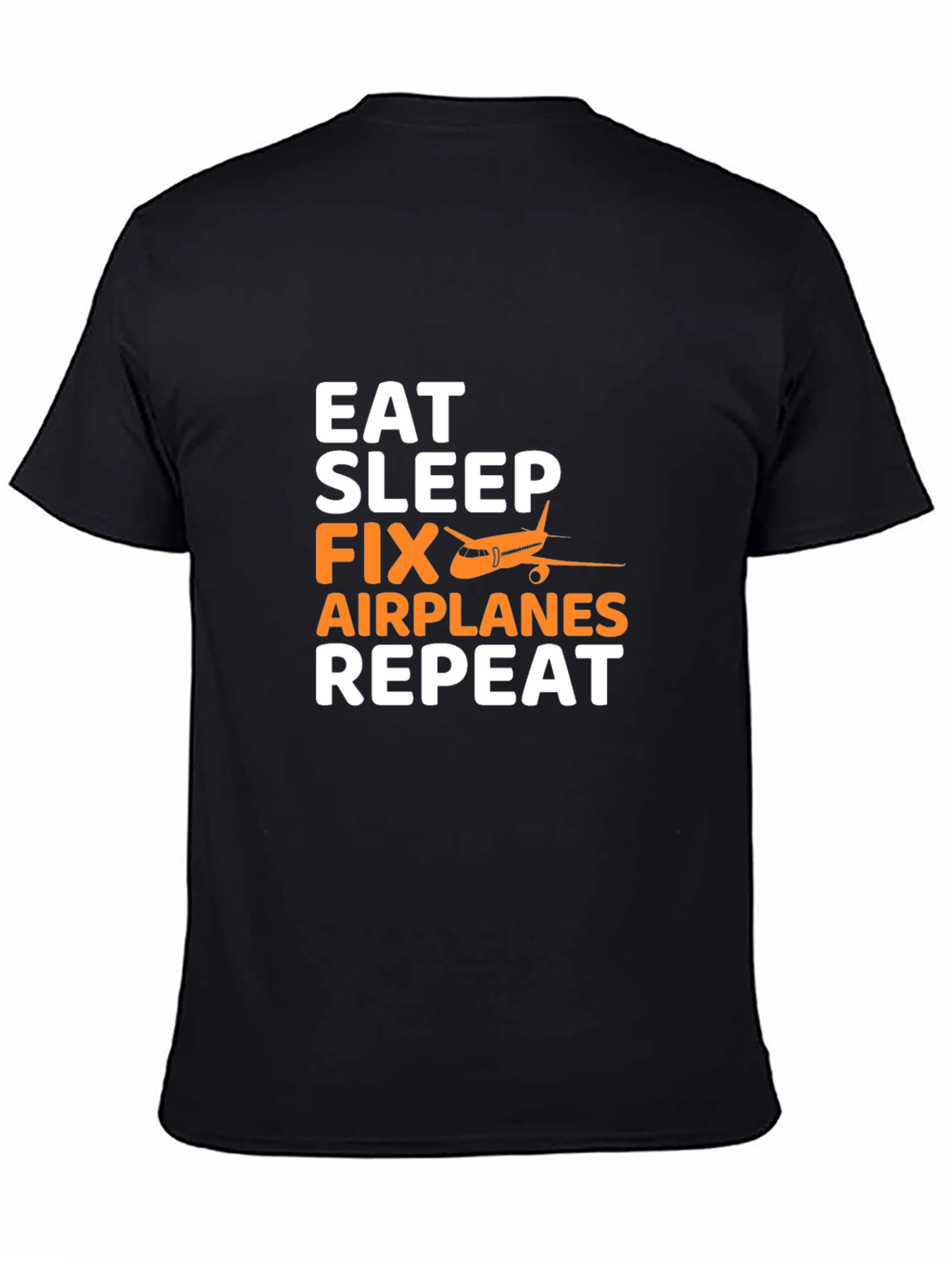 Eat Sleep Fix Airplanes Repeat Black T-Shirt