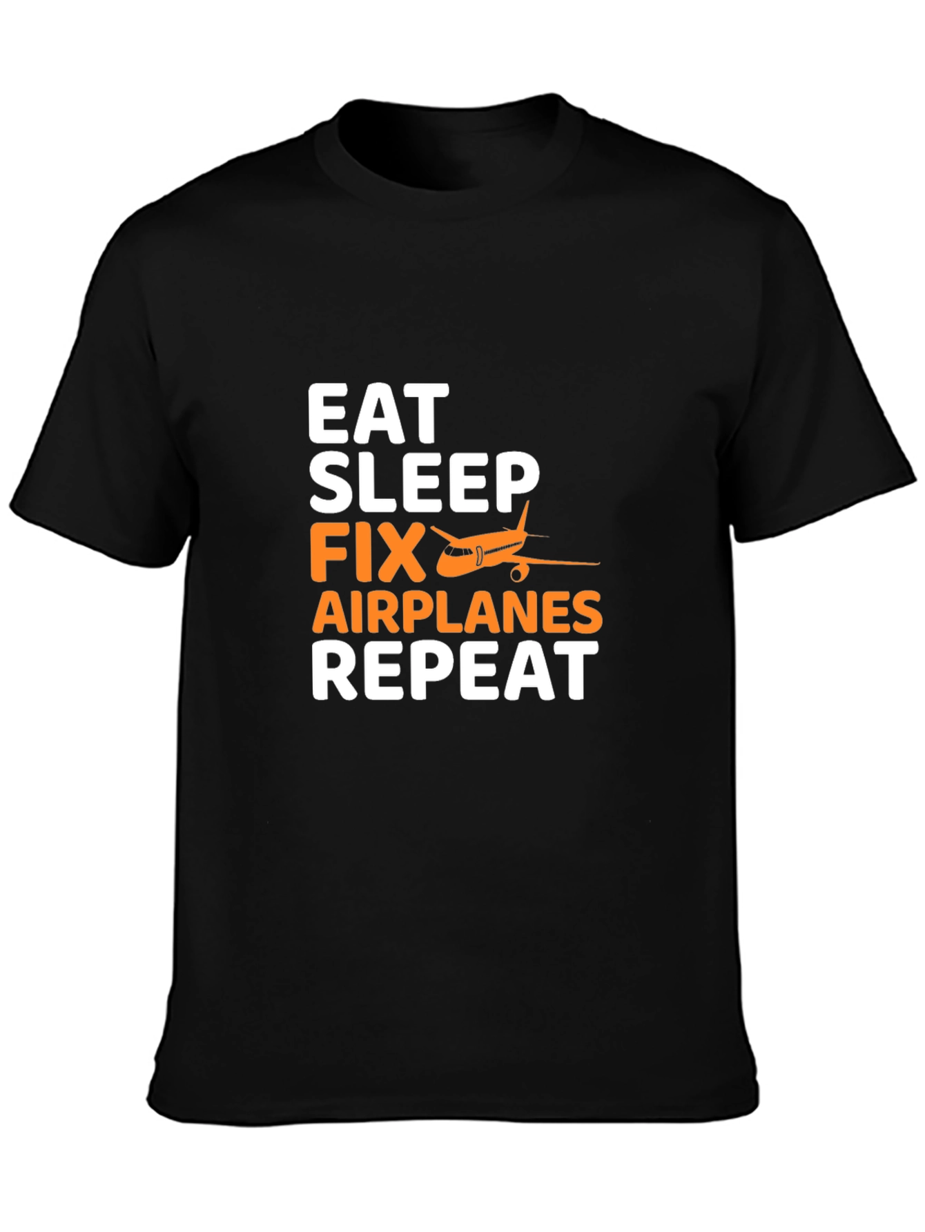 Eat Sleep Fix Airplanes Repeat Black T-Shirt