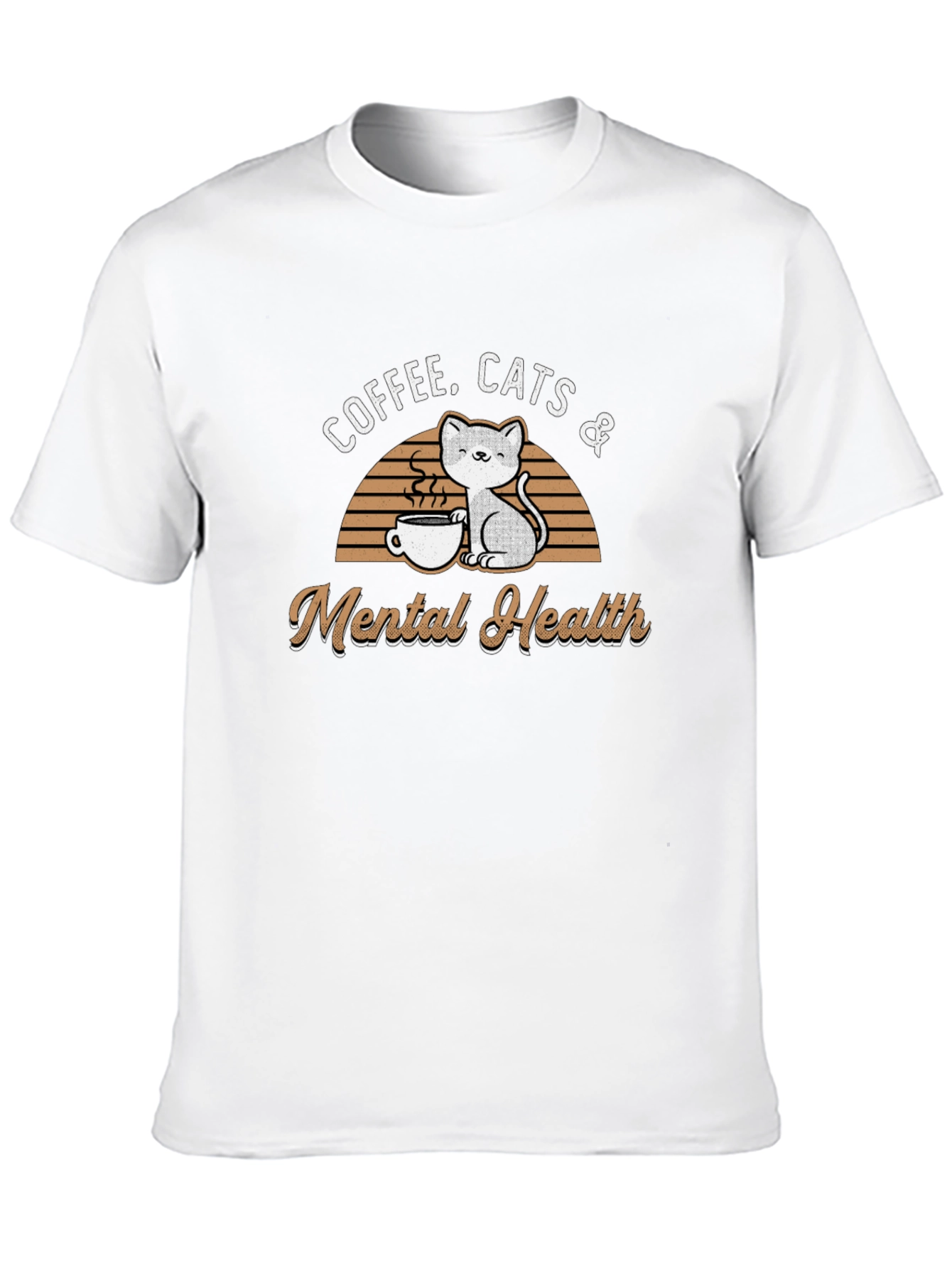 Coffee Cats & Mental Health Graphic T-Shirt