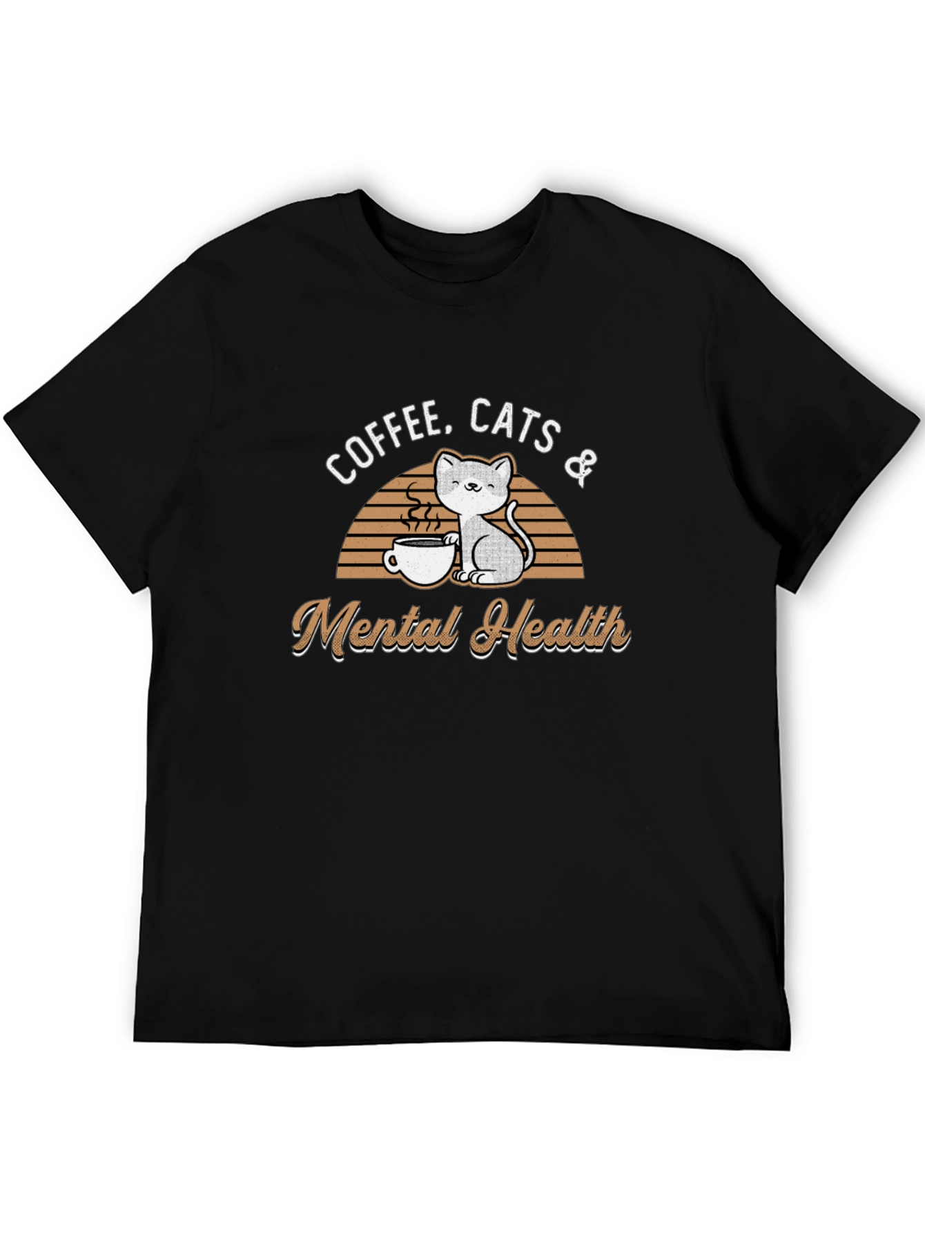 Coffee Cats & Mental Health Graphic T-Shirt