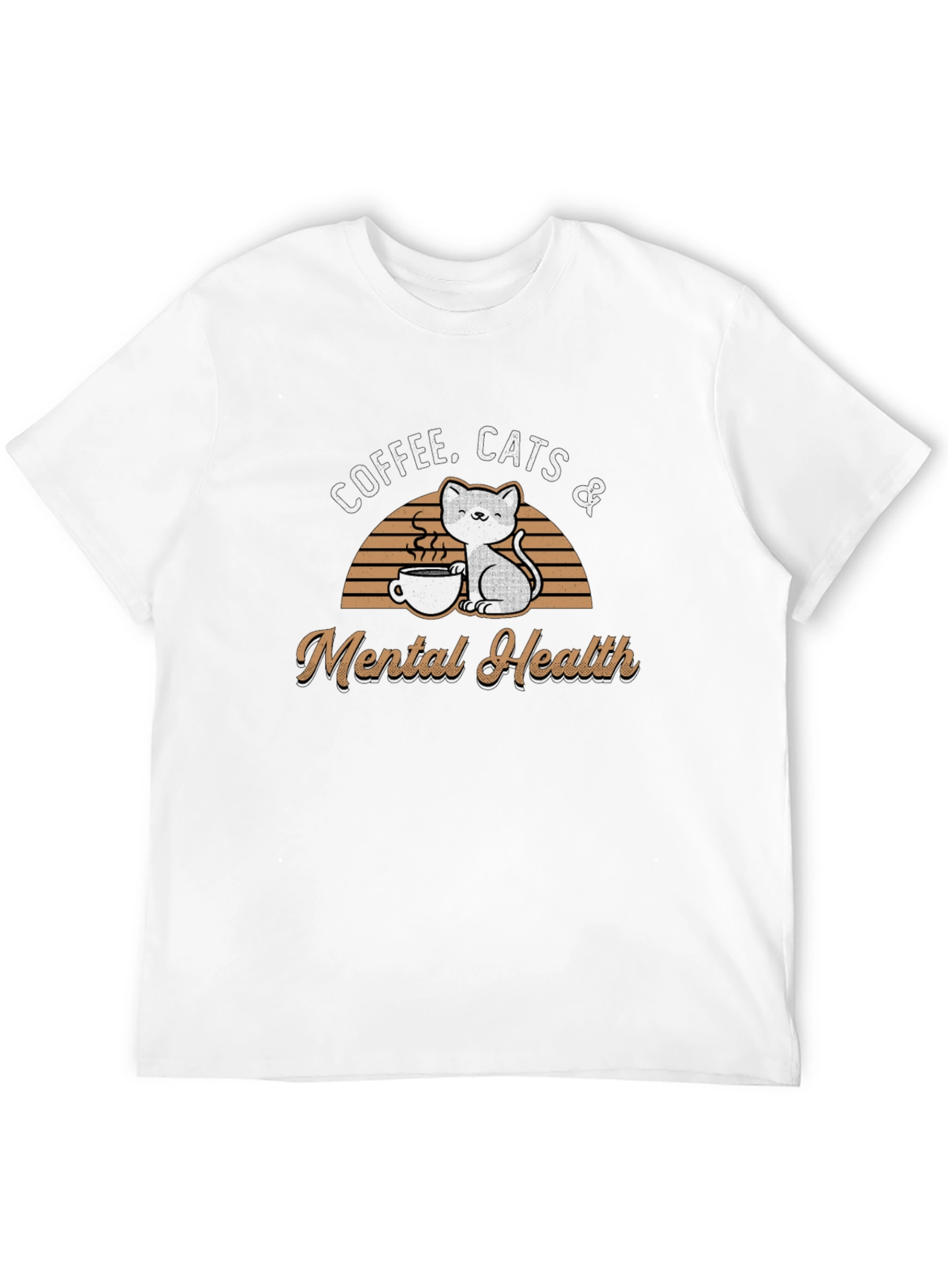 Coffee Cats & Mental Health Graphic T-Shirt