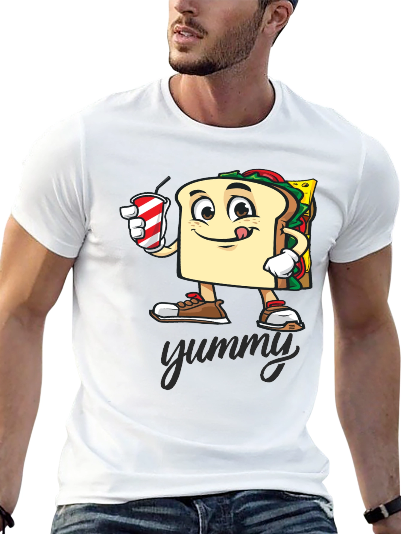 Sandwich Cartoon T-Shirt - Yummy Design