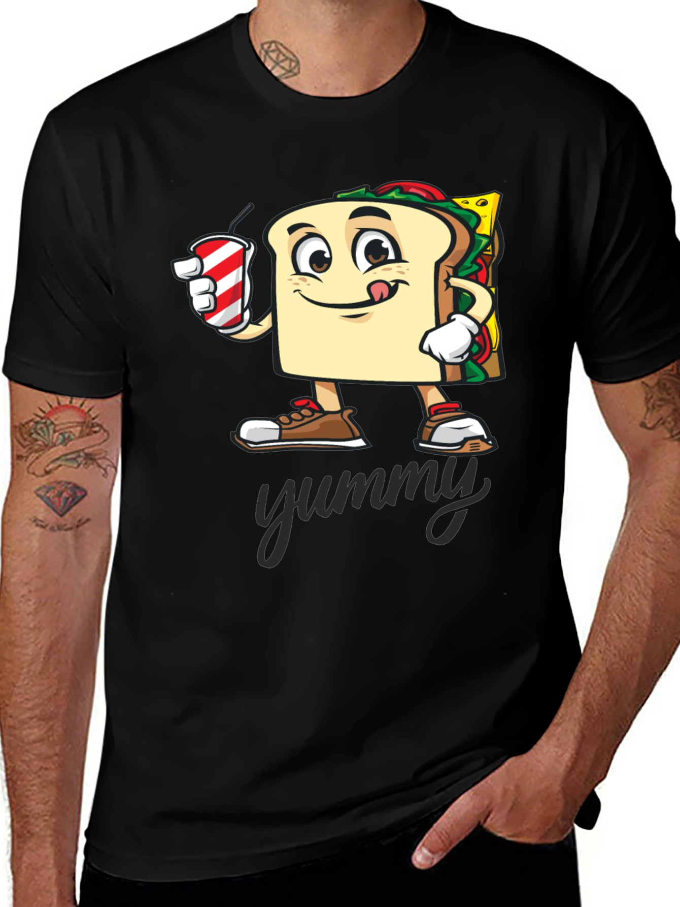 Sandwich Cartoon T-Shirt - Yummy Design