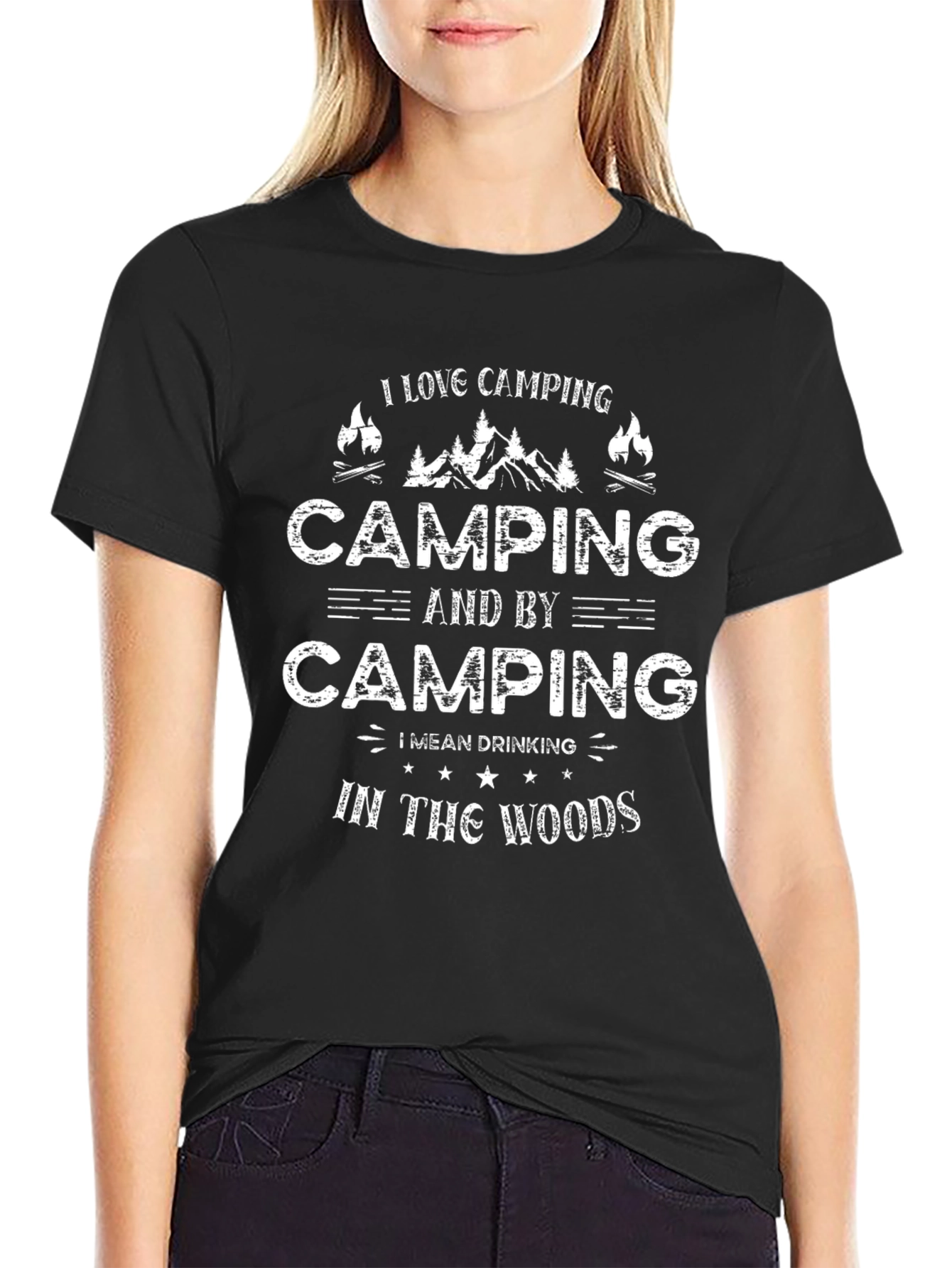 Camping Drinking in the Woods Graphic Tee