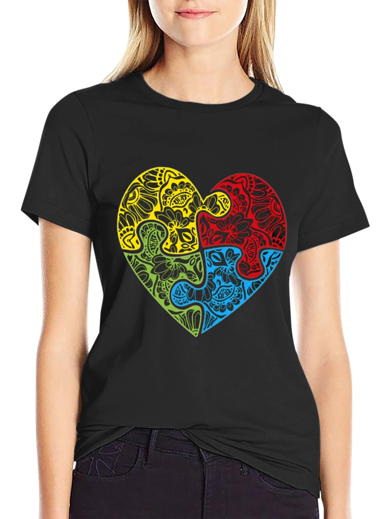 Autism Awareness Puzzle Heart Graphic Tee