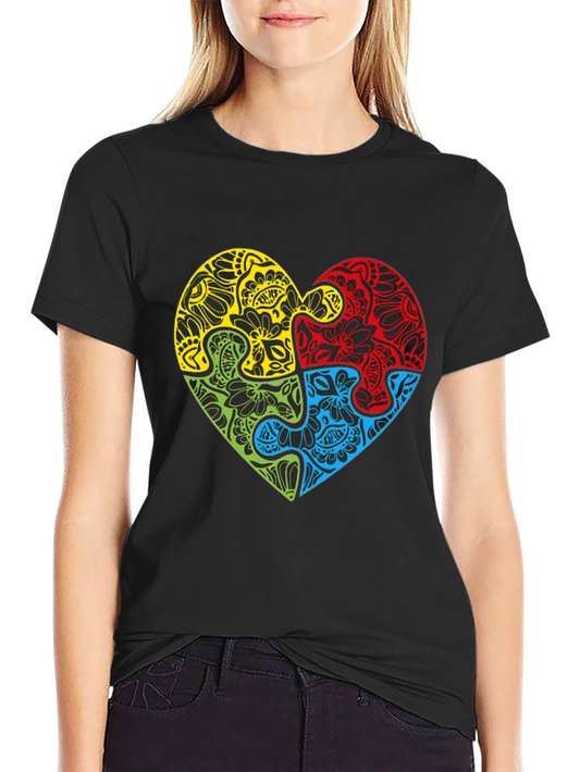 Autism Awareness Puzzle Heart Graphic Tee