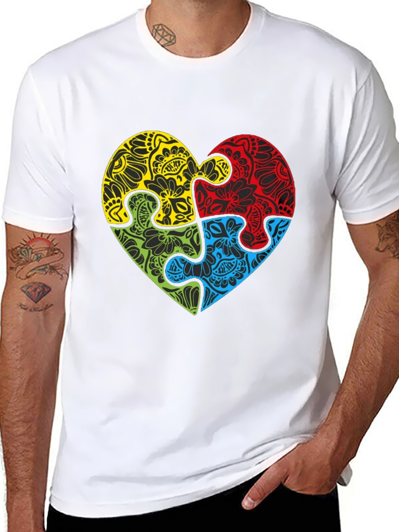 Autism Awareness Puzzle Heart Graphic Tee