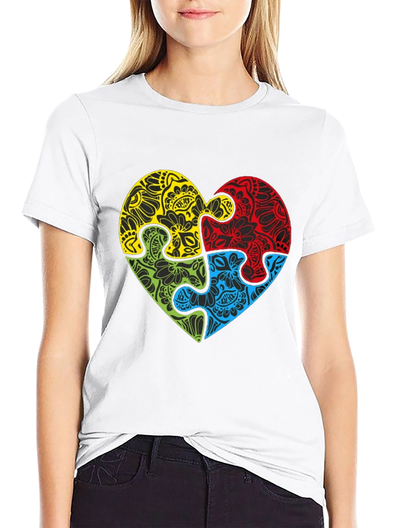 Autism Awareness Puzzle Heart Graphic Tee