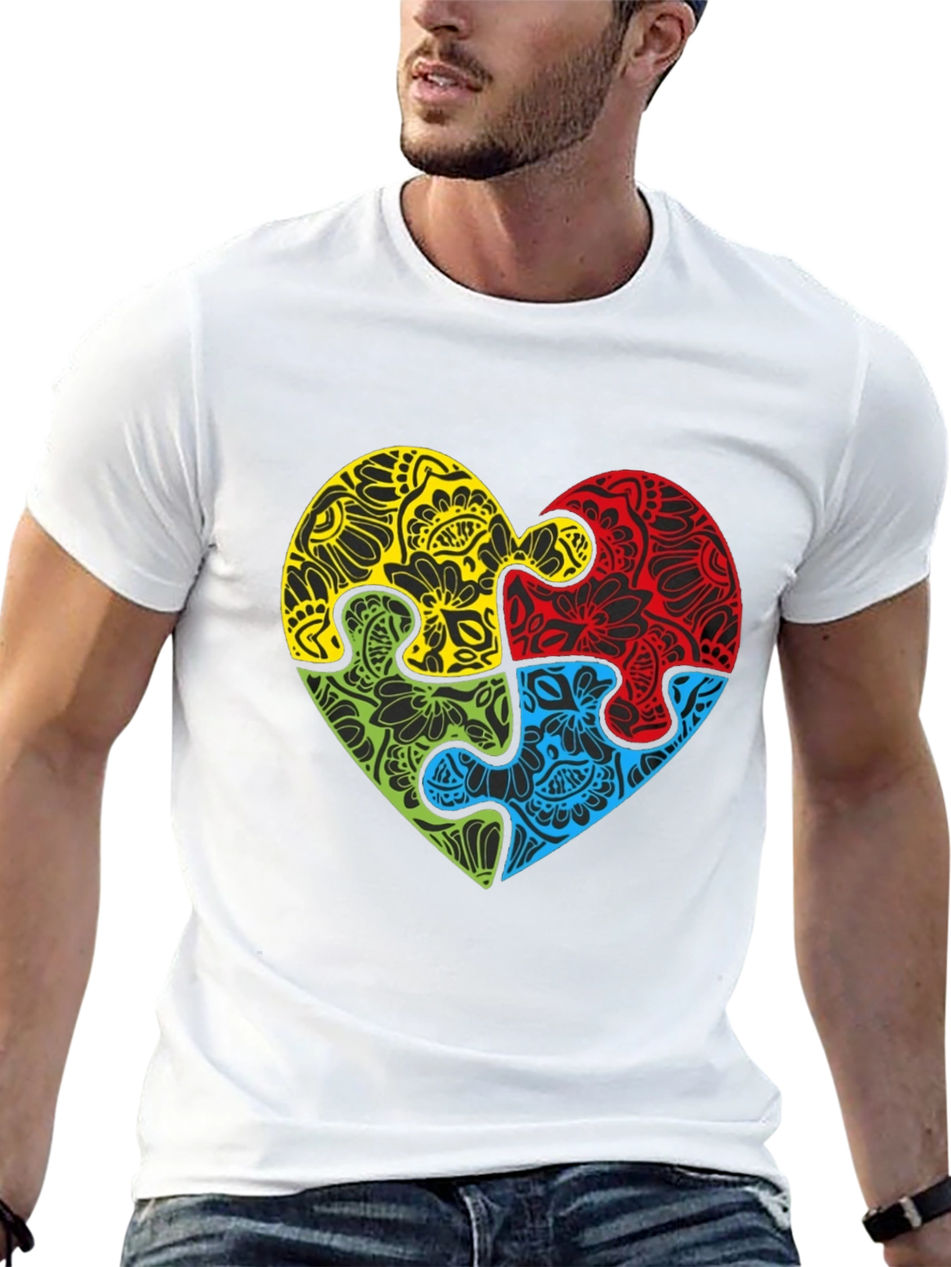 Autism Awareness Puzzle Heart Graphic Tee