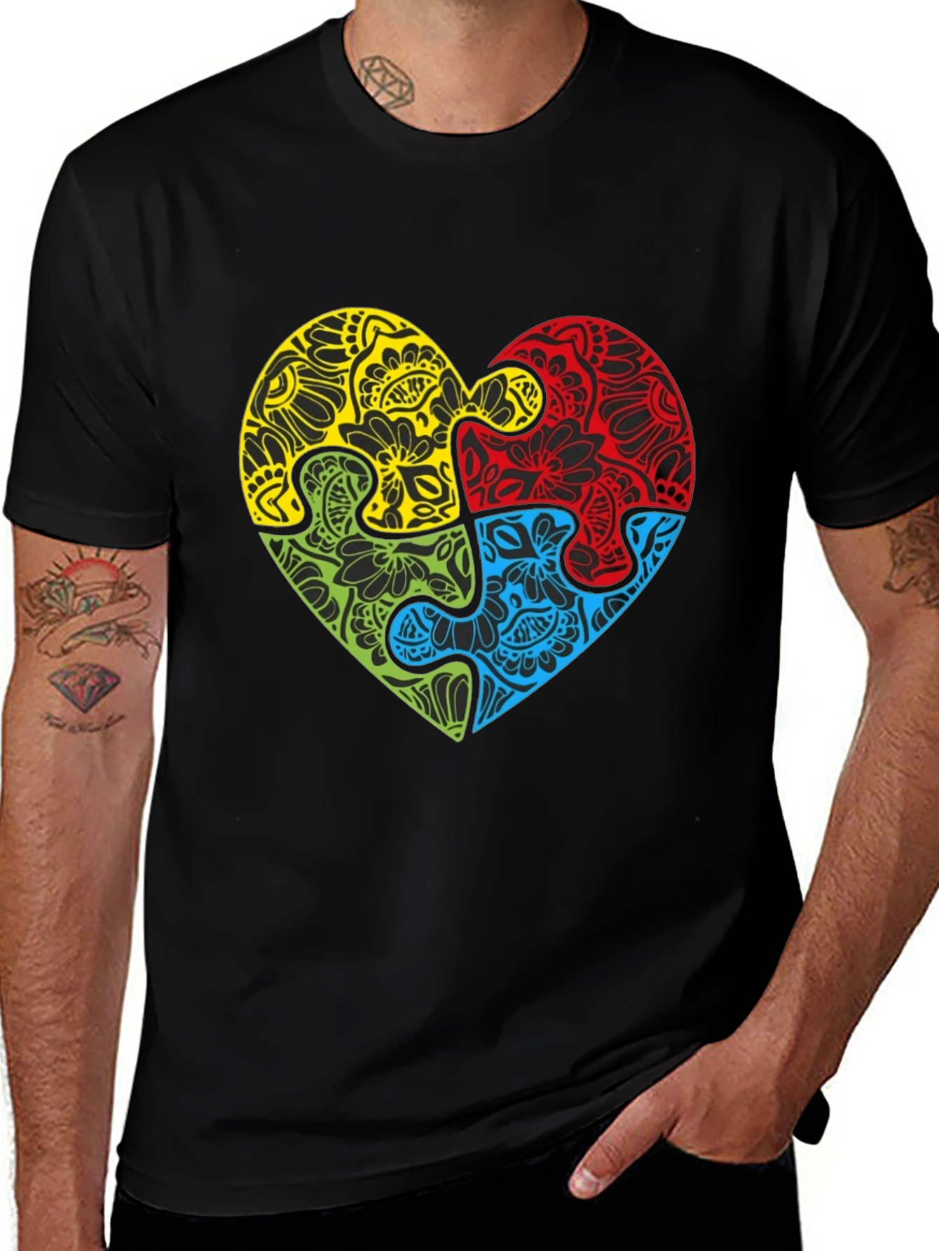 Autism Awareness Puzzle Heart Graphic Tee
