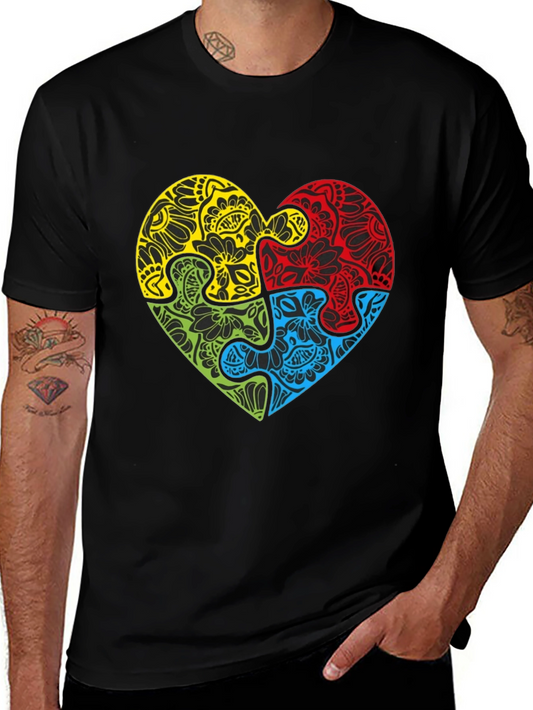 Autism Awareness Puzzle Heart Graphic Tee
