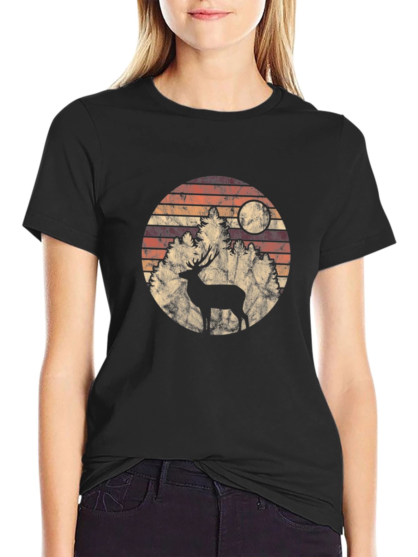 Retro Deer Silhouette Graphic Tee