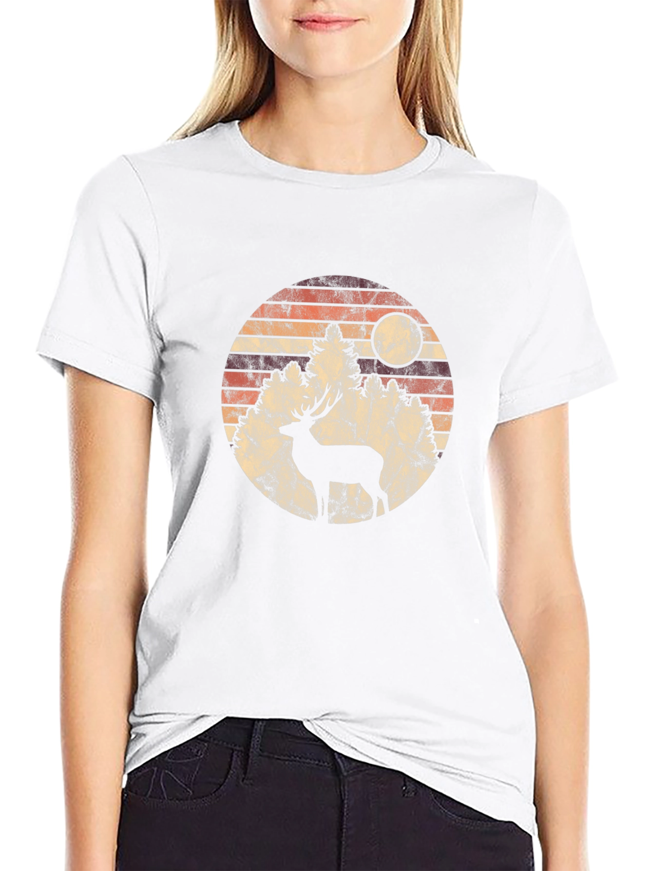 Retro Deer Silhouette Graphic Tee