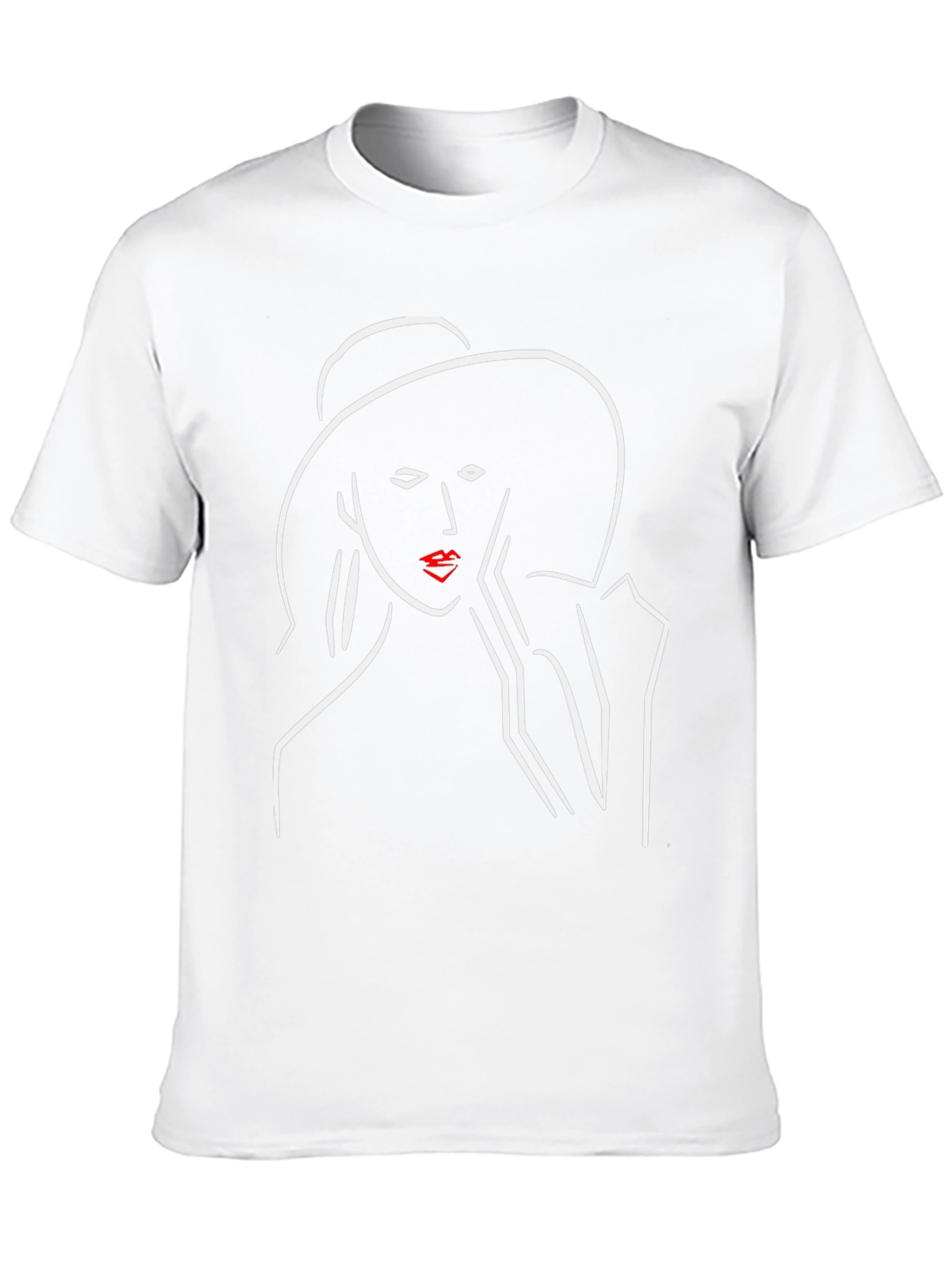 Chic Minimalist Woman Line Art Black T-Shirt