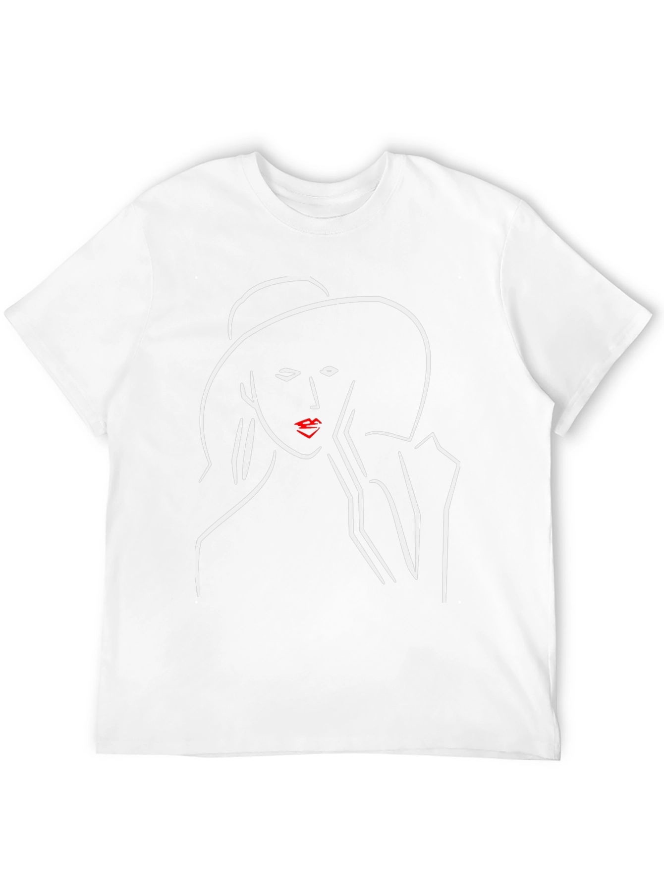 Chic Minimalist Woman Line Art Black T-Shirt