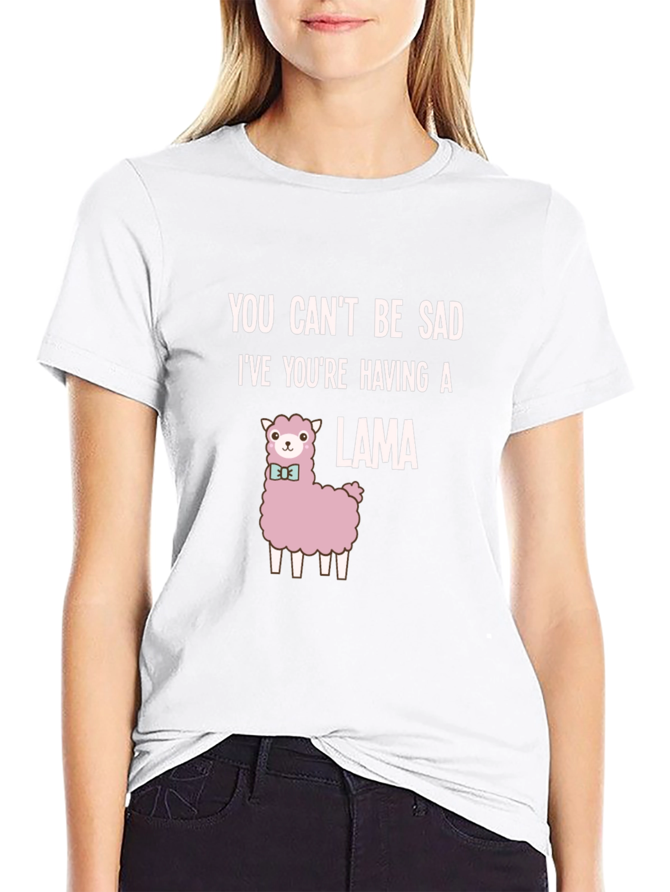 Funny Llama T-Shirt - You Cant Be Sad!