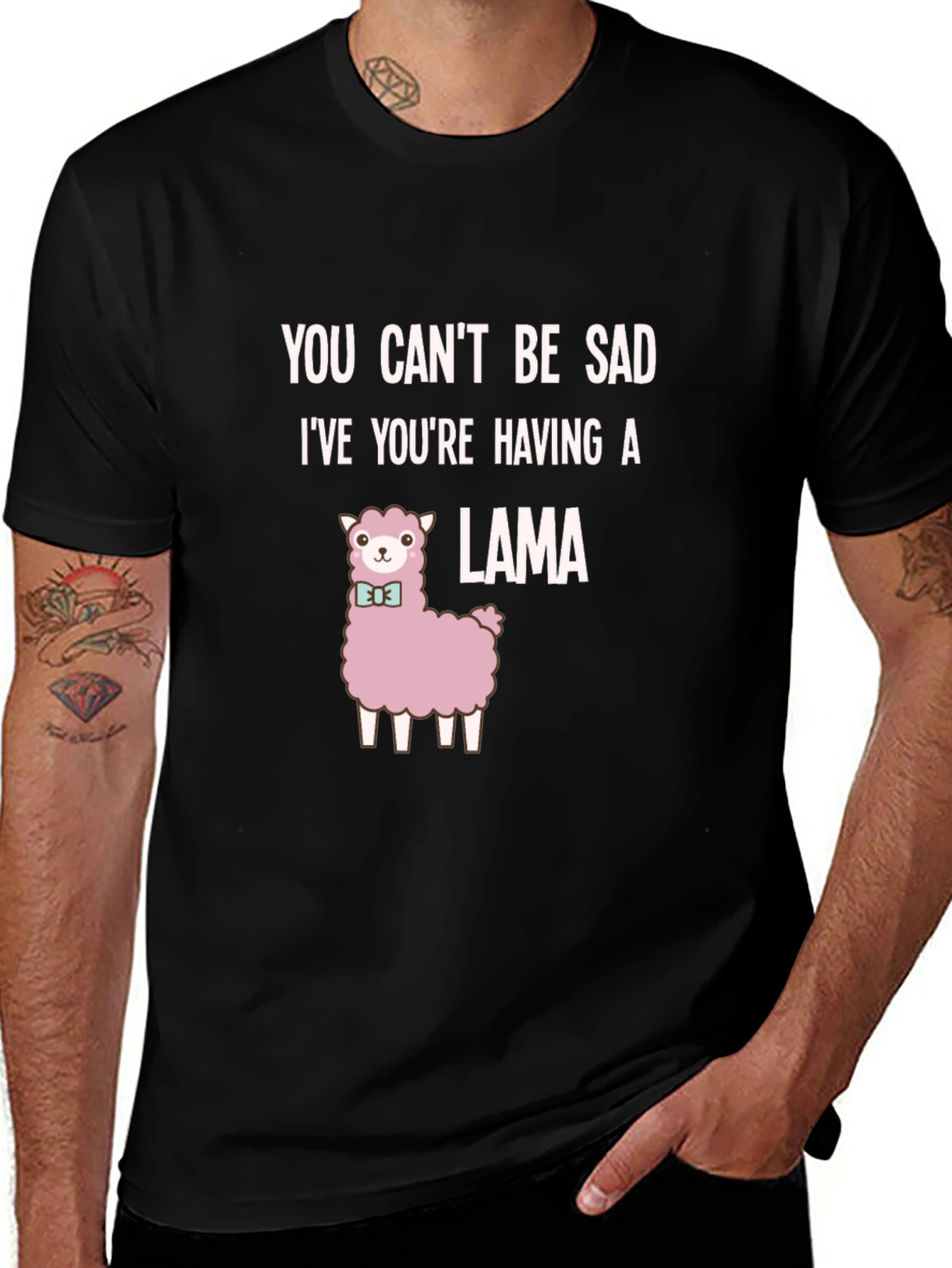 Funny Llama T-Shirt - You Cant Be Sad!