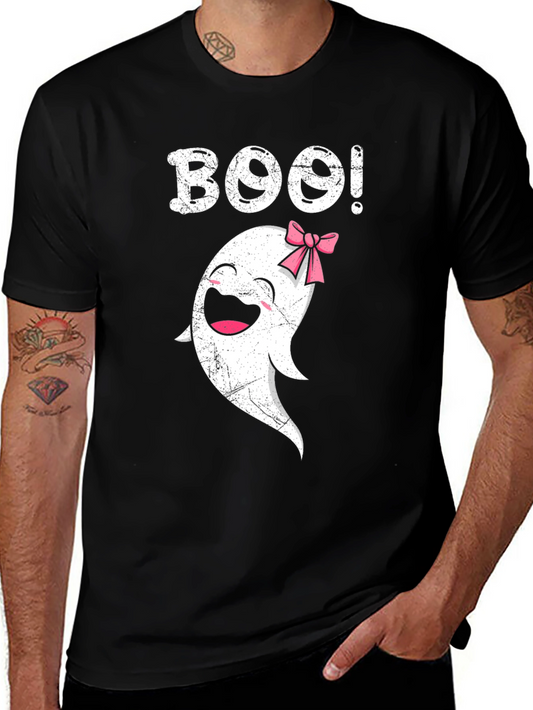 Boo! Ghost with Bow T-Shirt - Halloween Spooky Cute