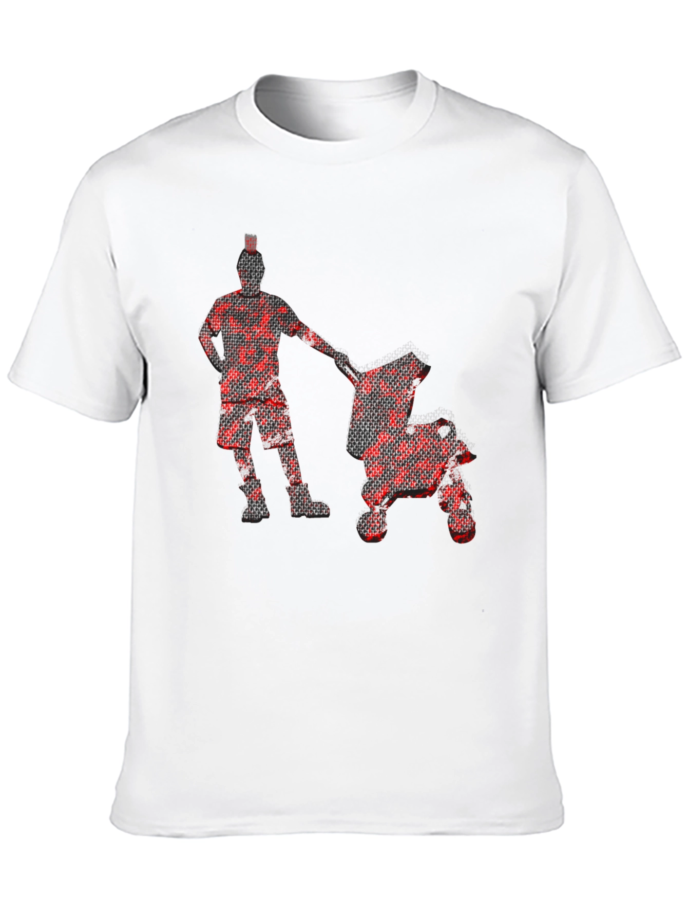 Red Pixel Man & Stroller Graphic Black T-Shirt