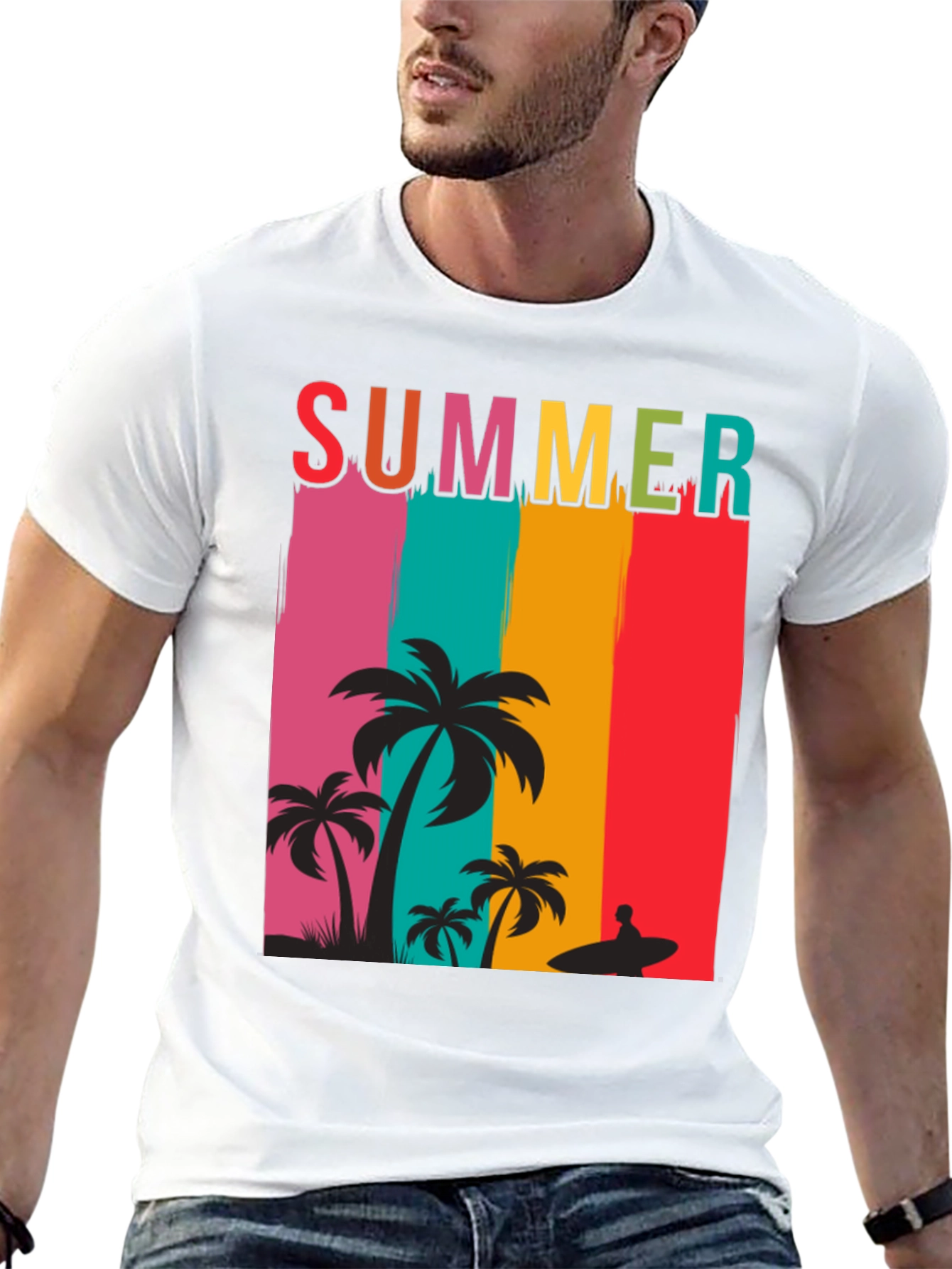 Summer Beach Palm Tree Graphic Tee